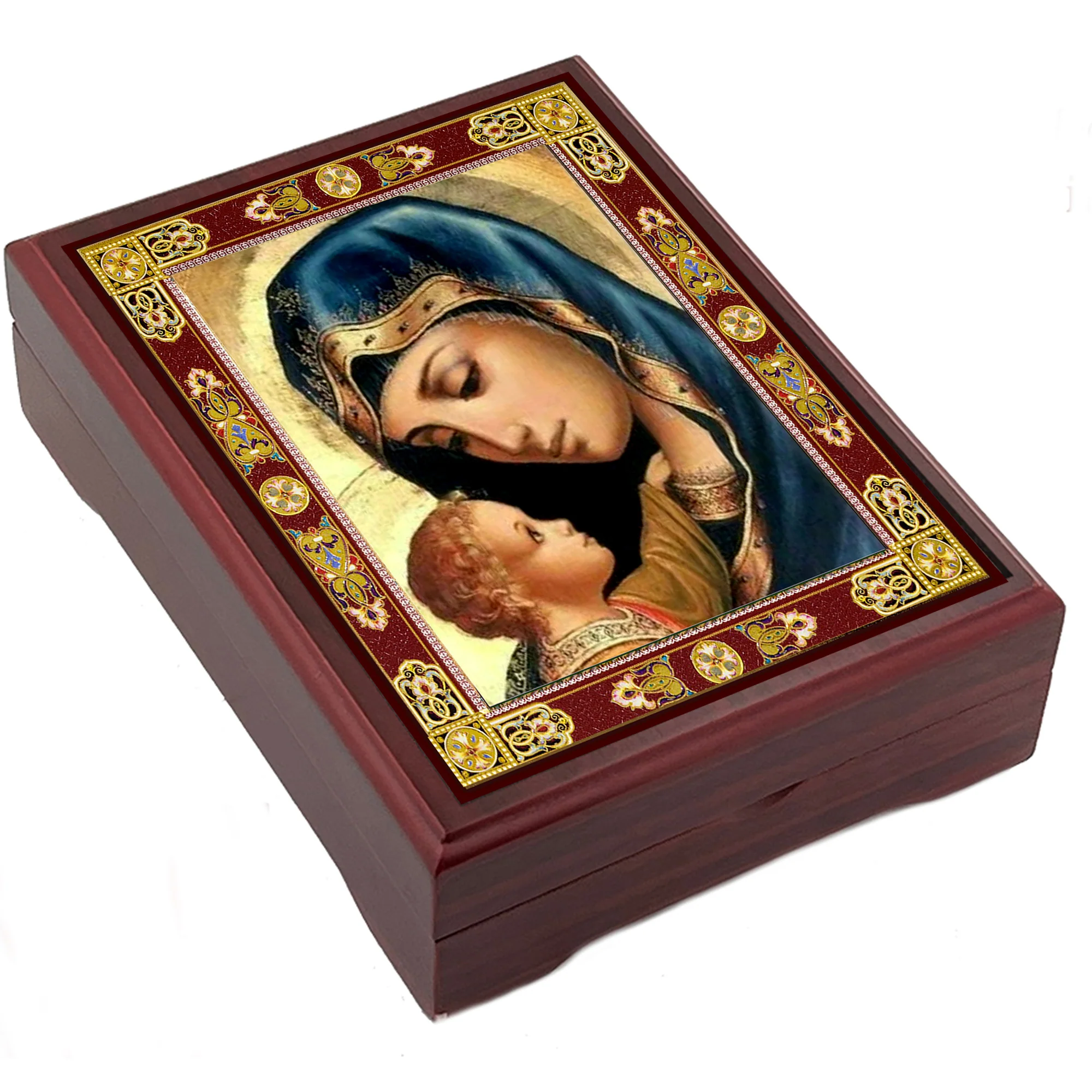 Madonna & Child Ornate Rosary Keepsake Box - Image 2