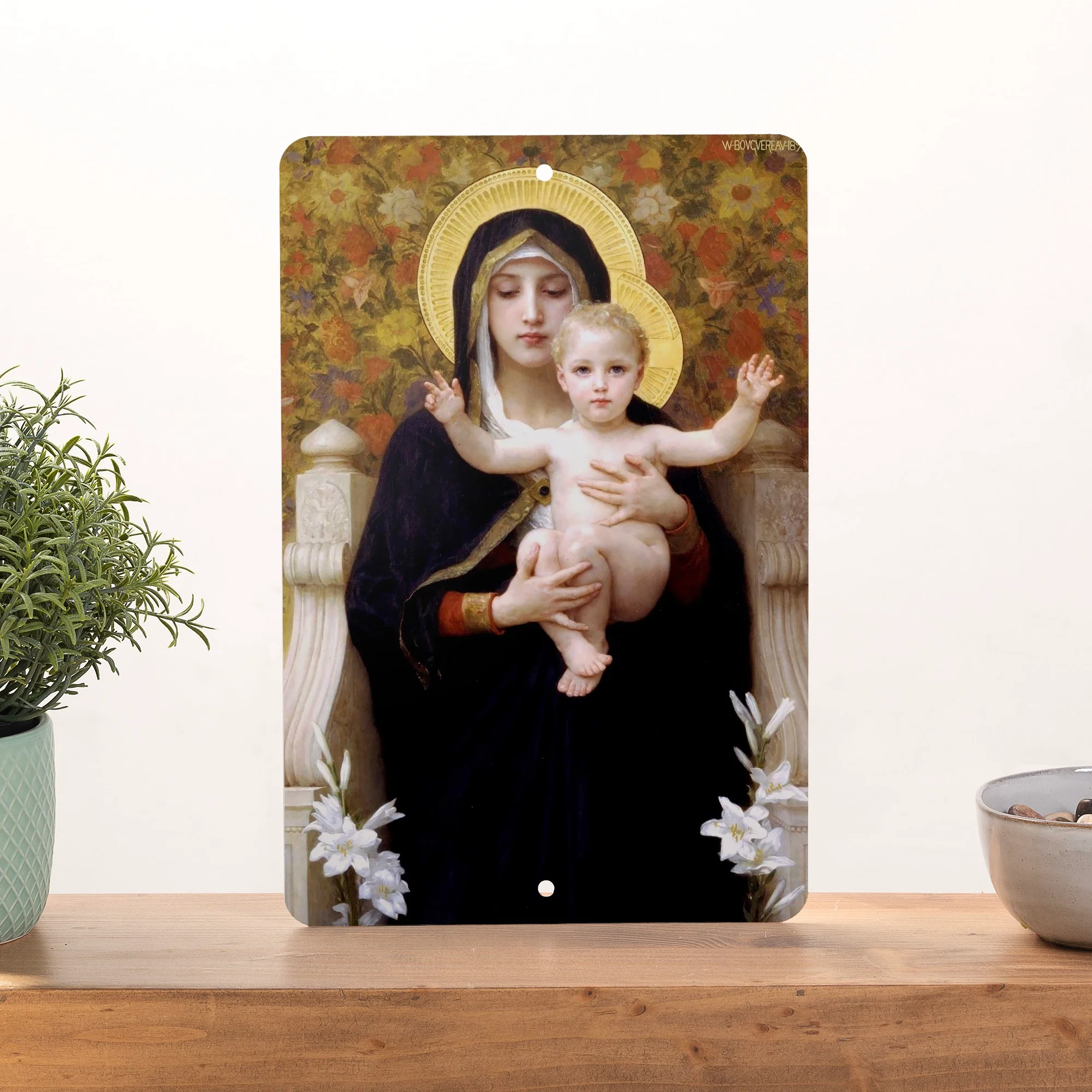 Madonna of the Lilies Tin Sign