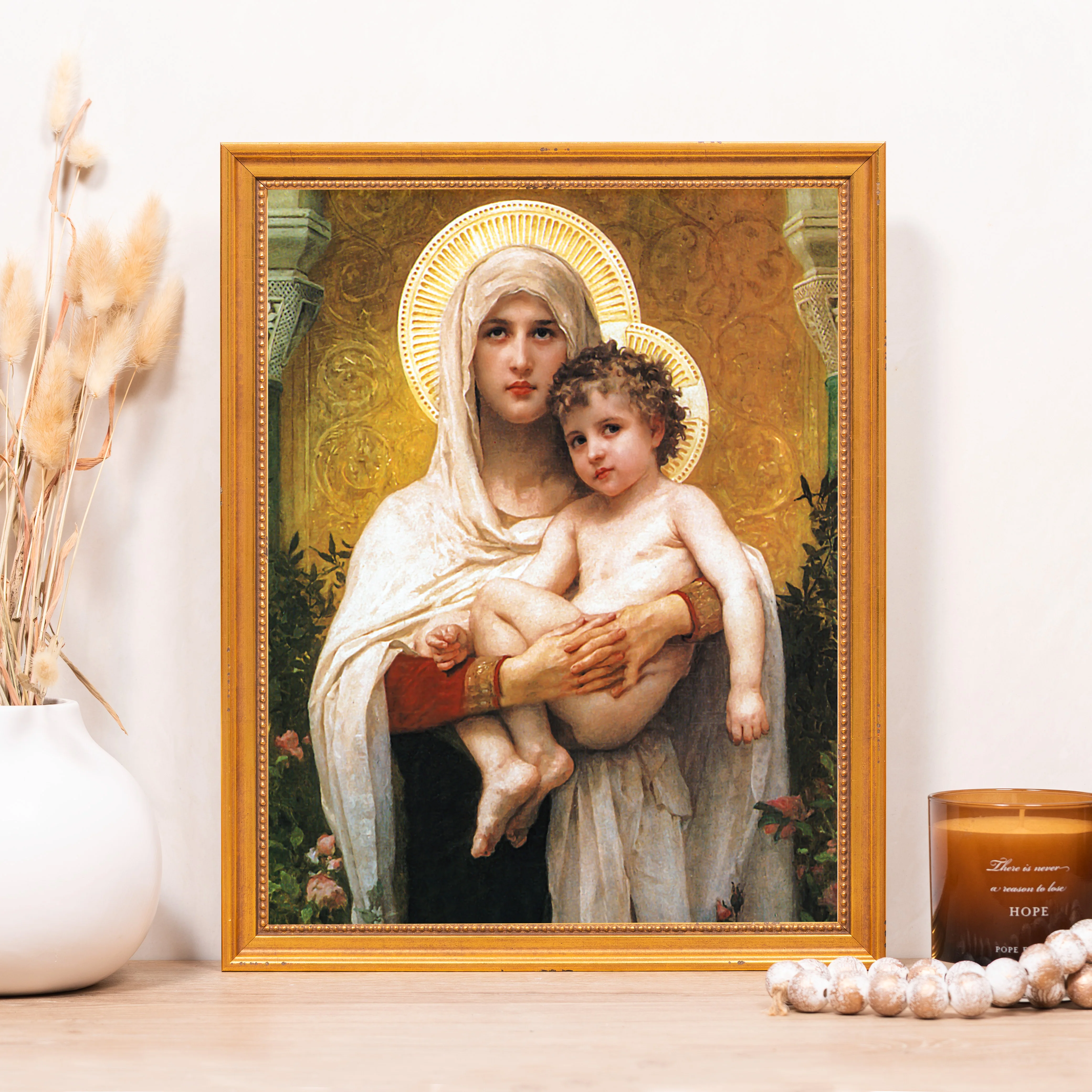 Madonna of the Roses Framed Canvas - Sacred Classics Collection - Image 4