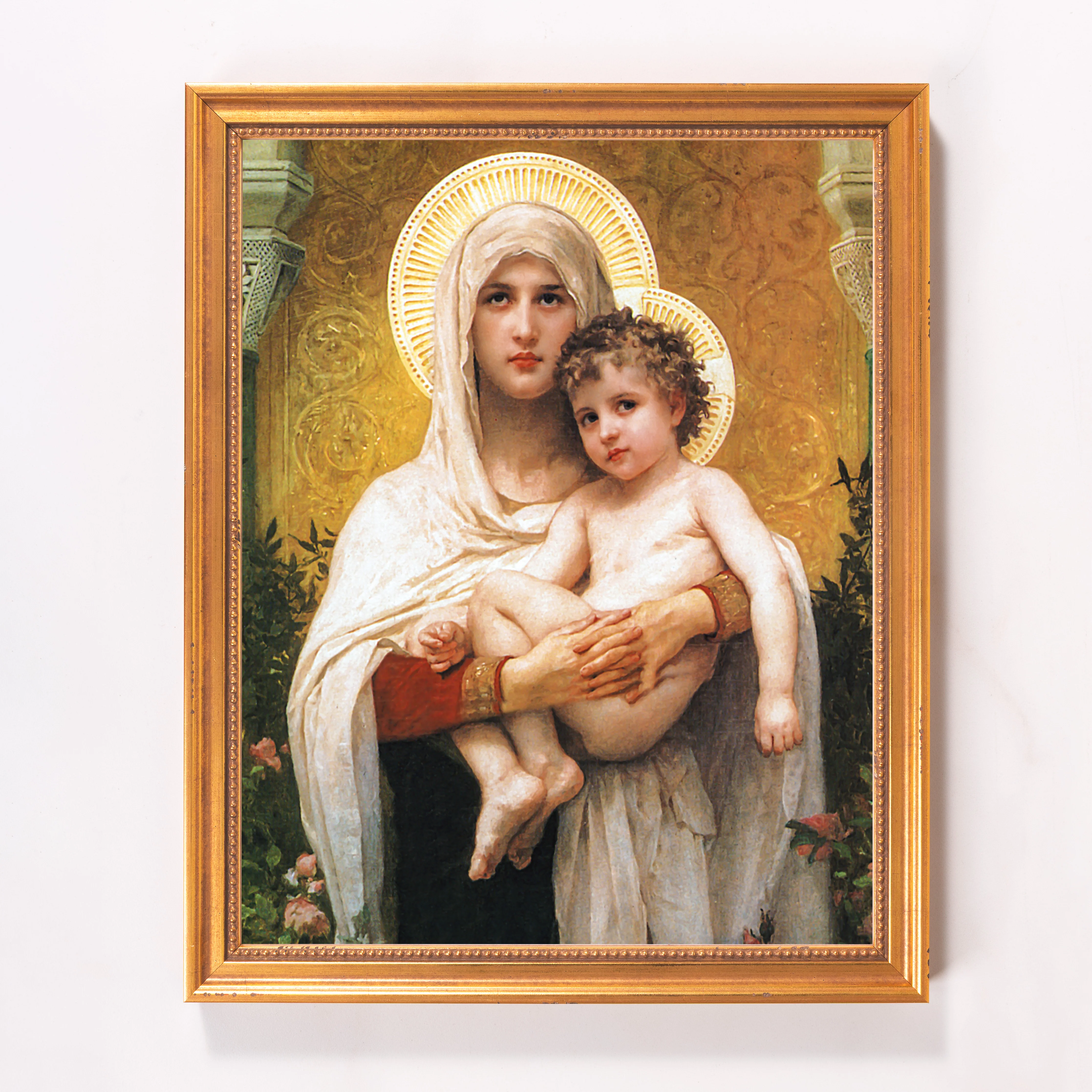 Madonna of the Roses Framed Canvas - Sacred Classics Collection - Image 5