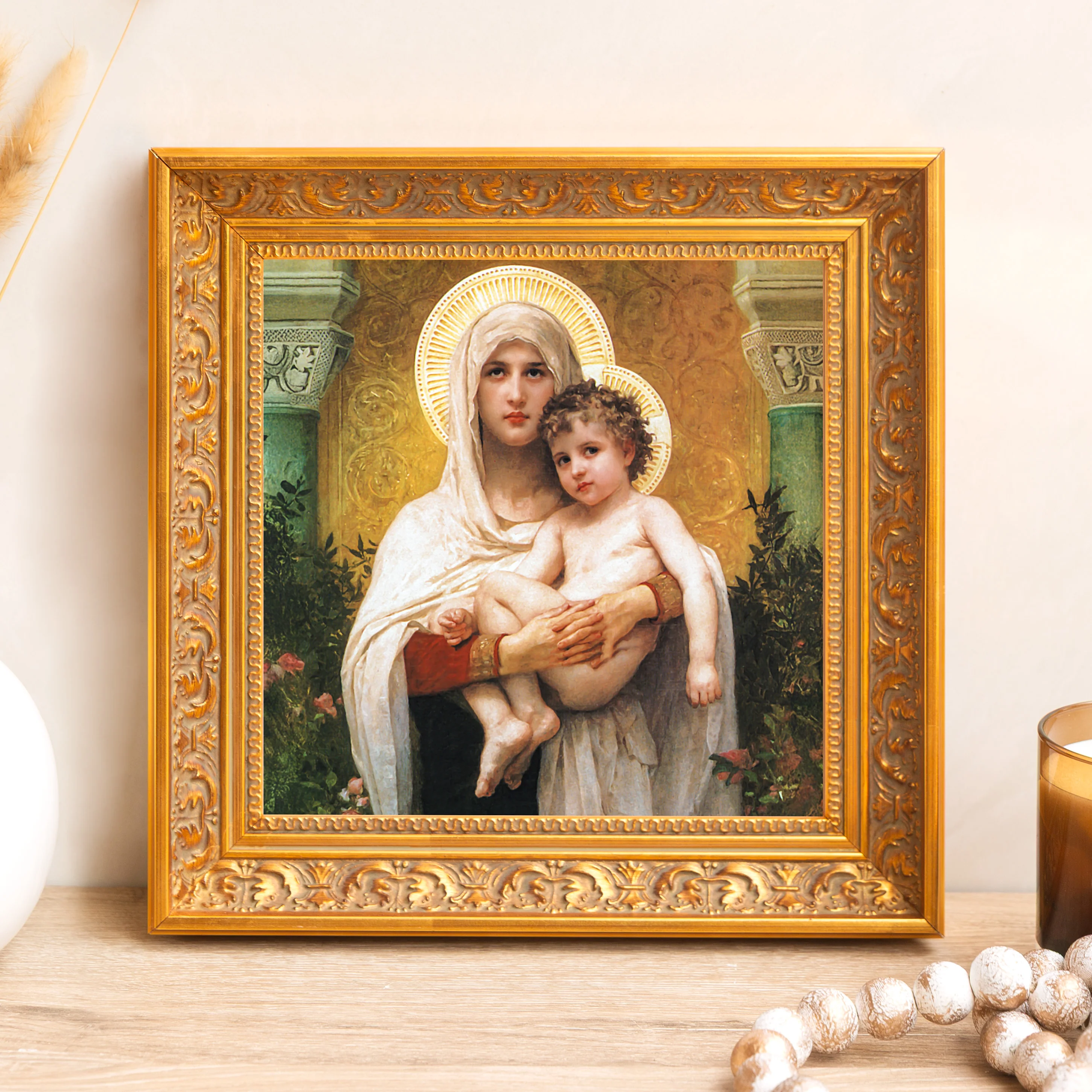 Madonna of the Roses Framed Canvas - Sacred Mini Collection