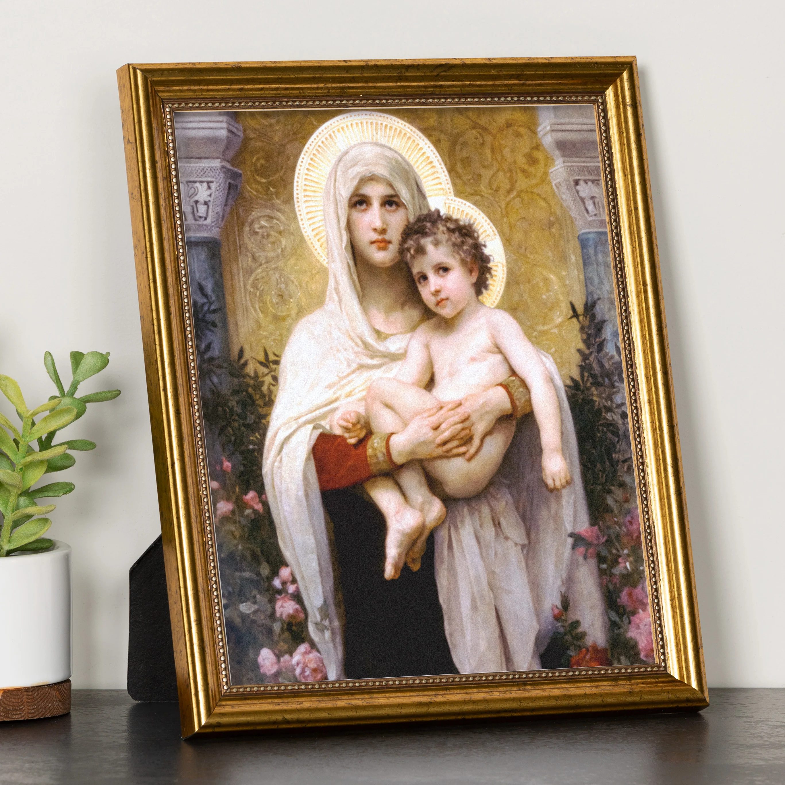 Madonna of the Roses Gold Framed Print - Multiple Sizes