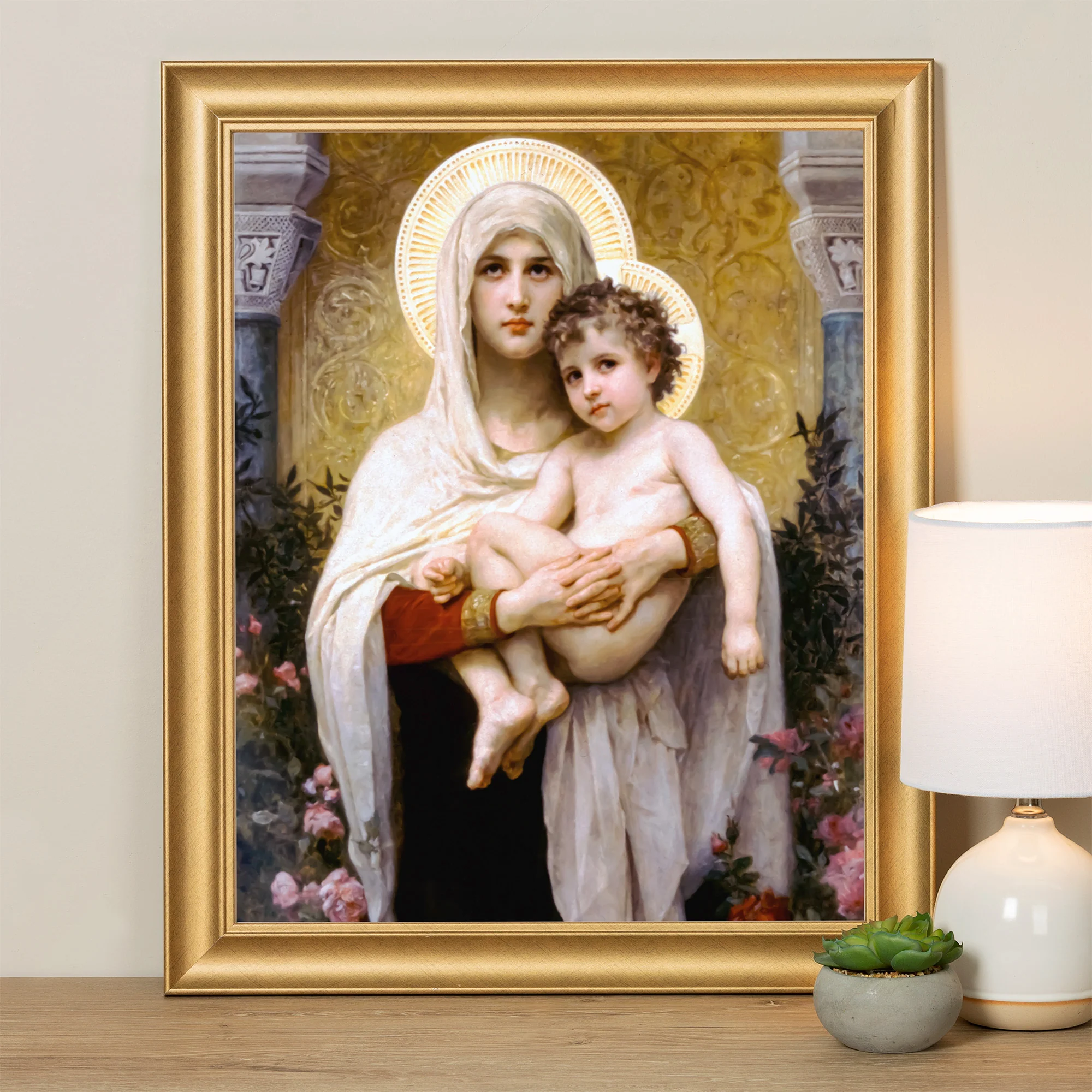 Madonna of the Roses Gold Framed Print - Multiple Sizes - Image 4