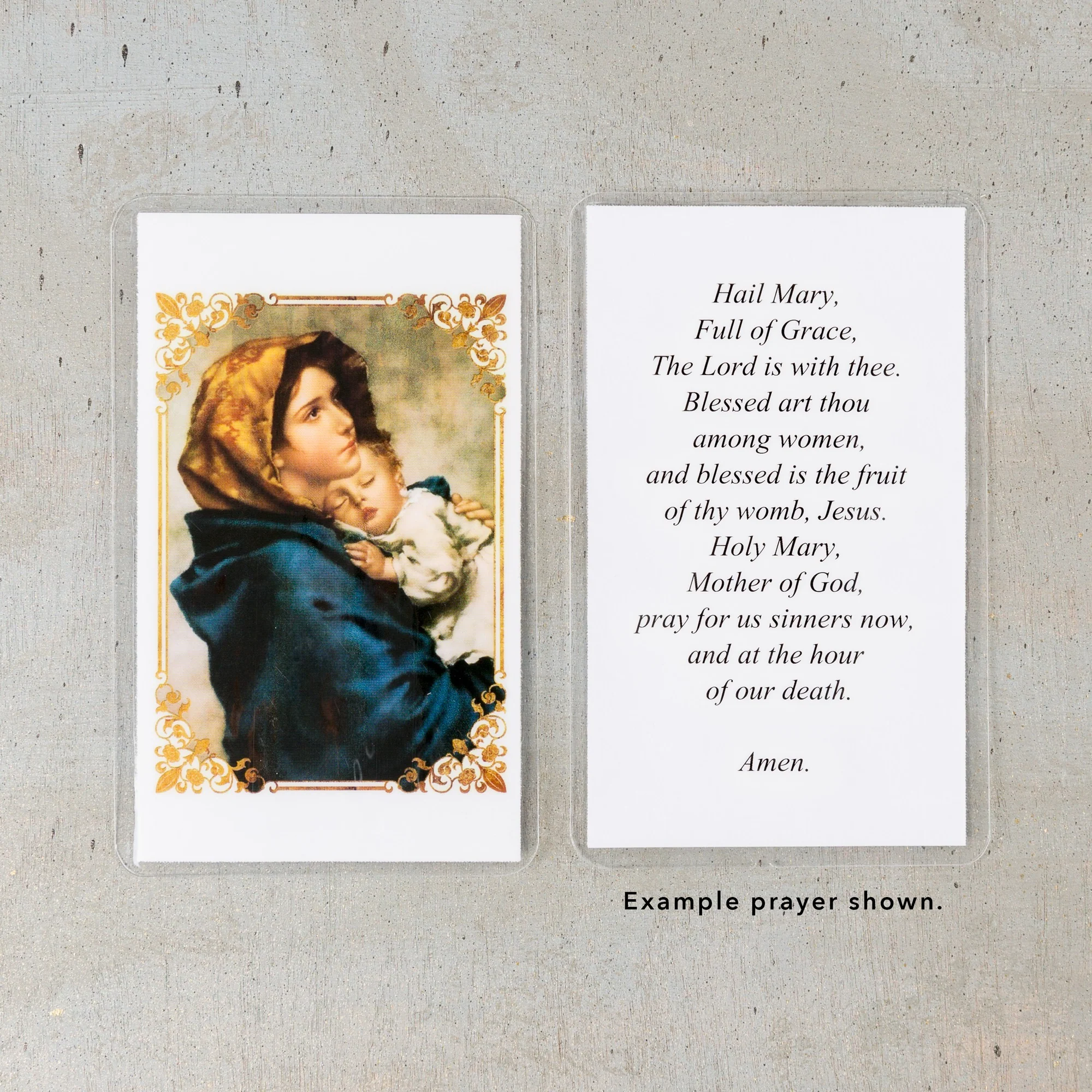 Laminated Madonna of the Streets Personalized Prayer Cards