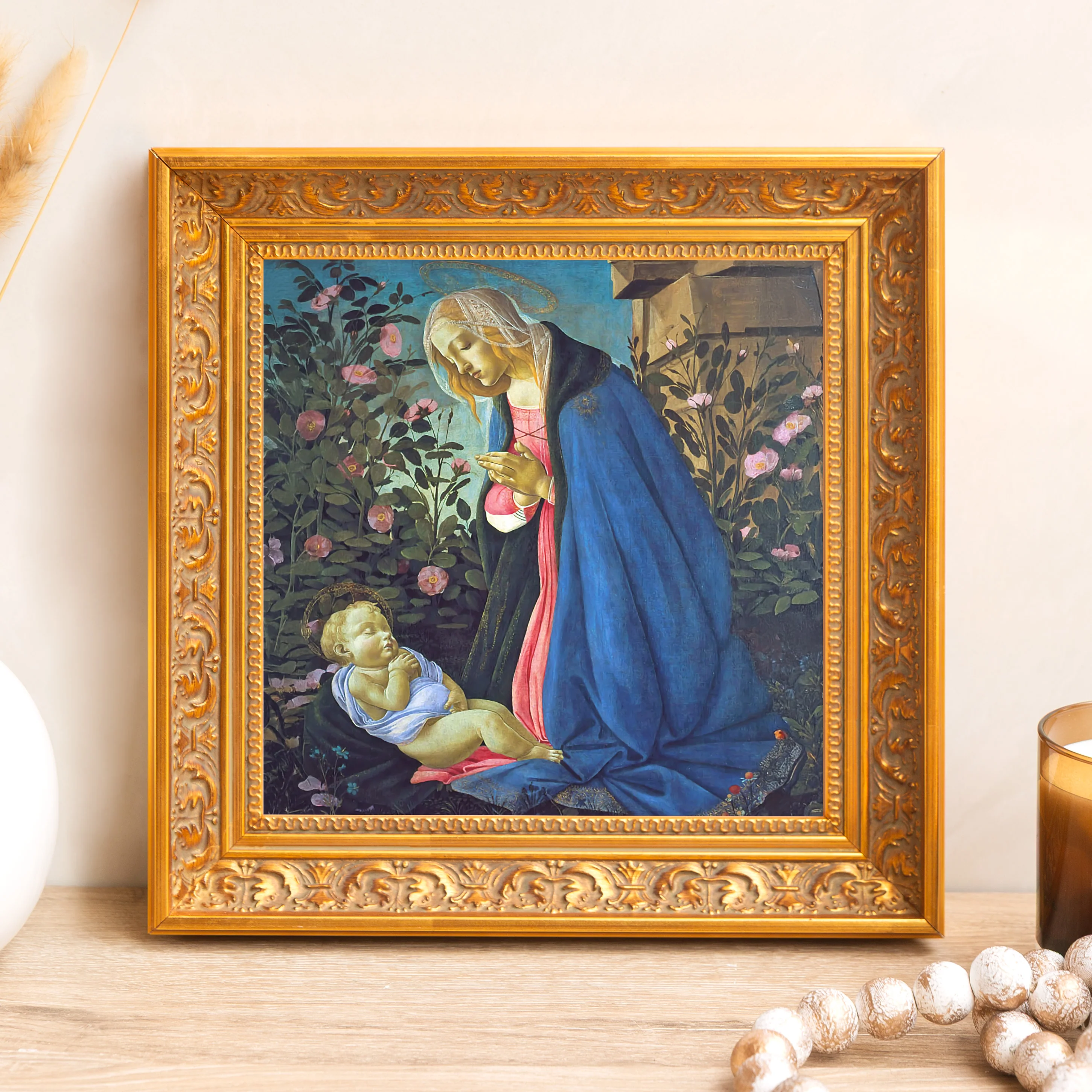 Madonna & the Sleeping Christ Child Framed Canvas - Sacred Mini Collection