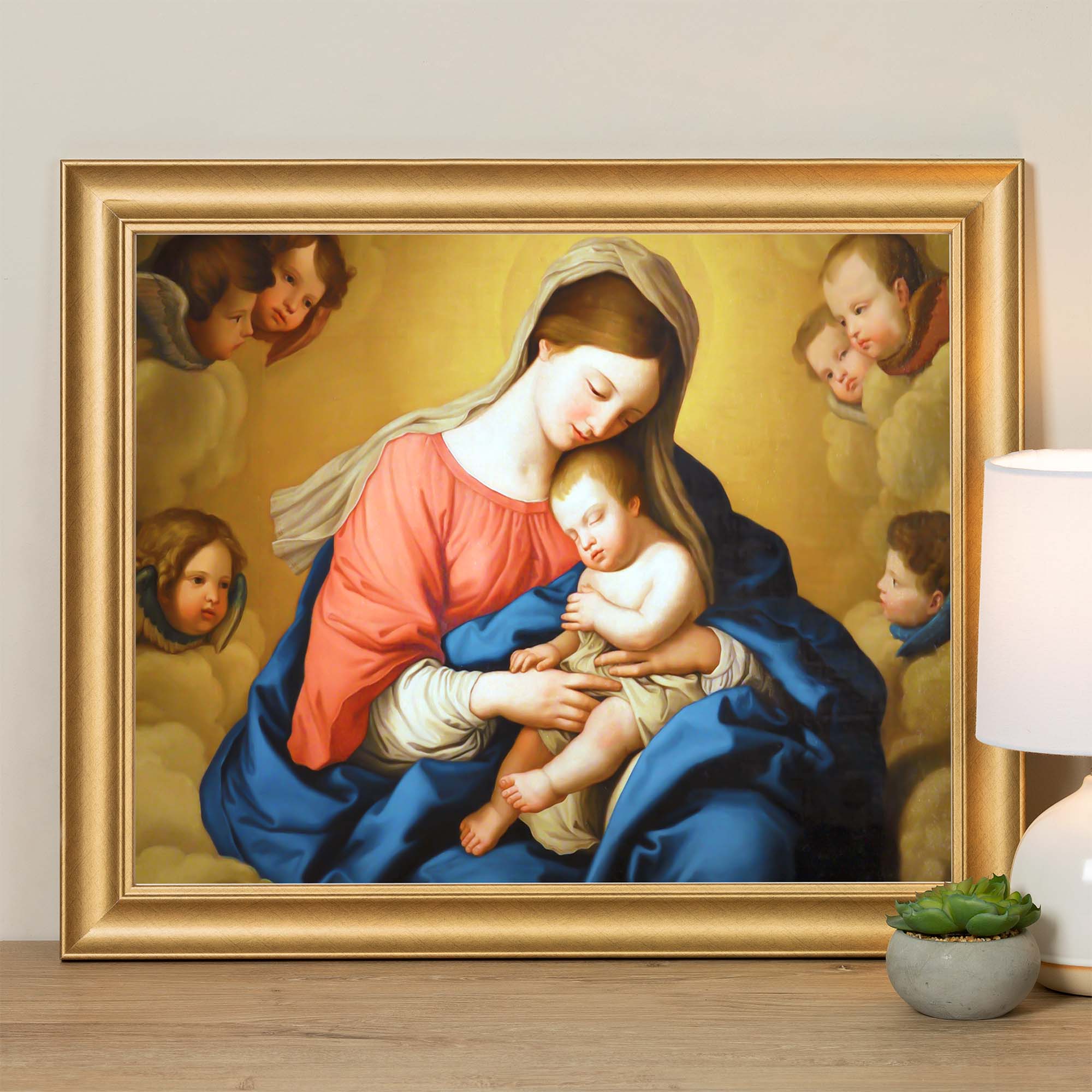 Madonna with Child & Angels Gold Framed Print - Multiple Sizes - Image 4