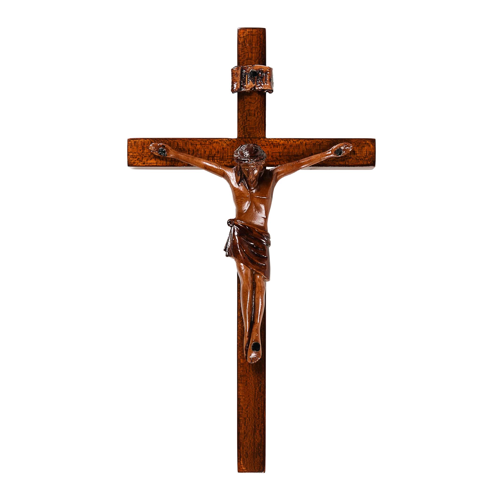 Mahogany Wall Crucifix 8 inch - Image 2