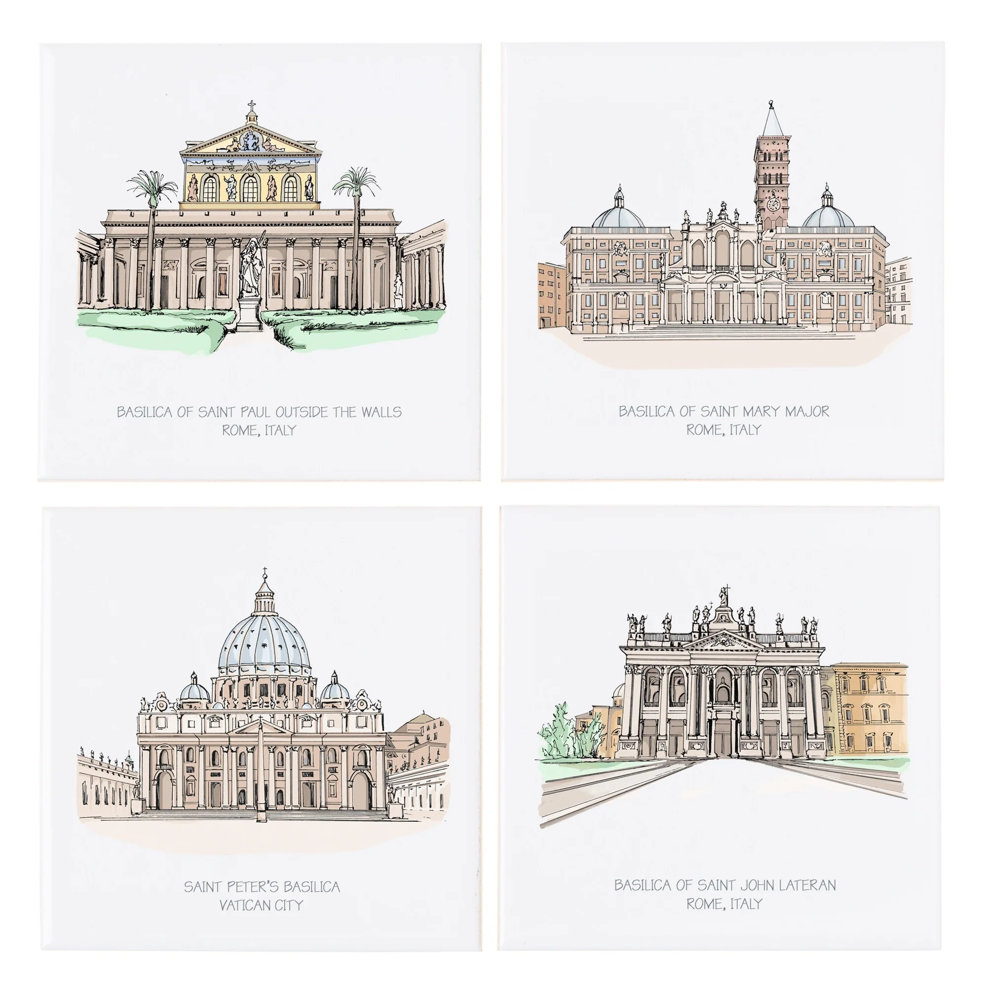 Major Basilicas Coasters - Set of 4 - Image 2