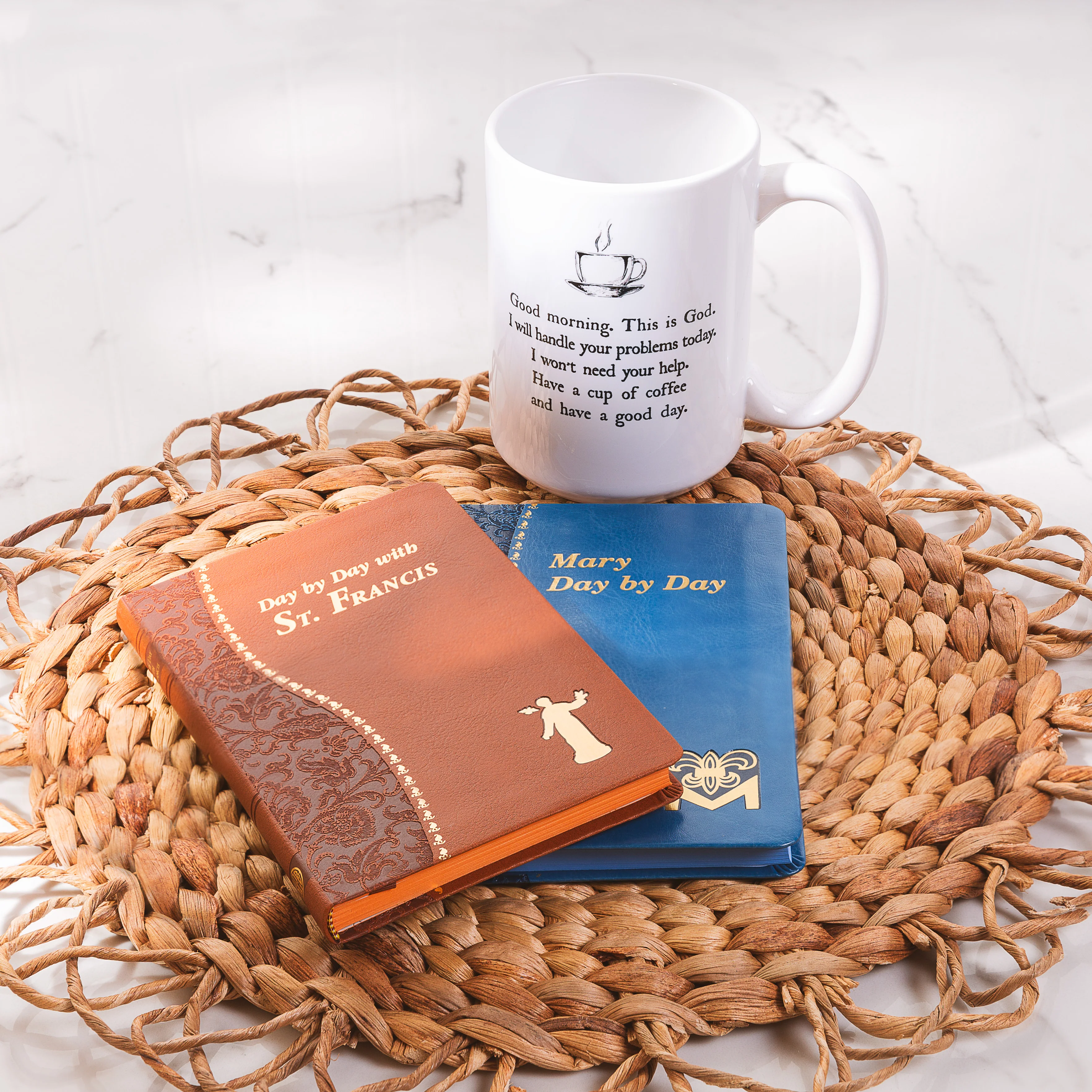 Mary Day by Day & St. Francis Book & GMFG Mug Gift Set