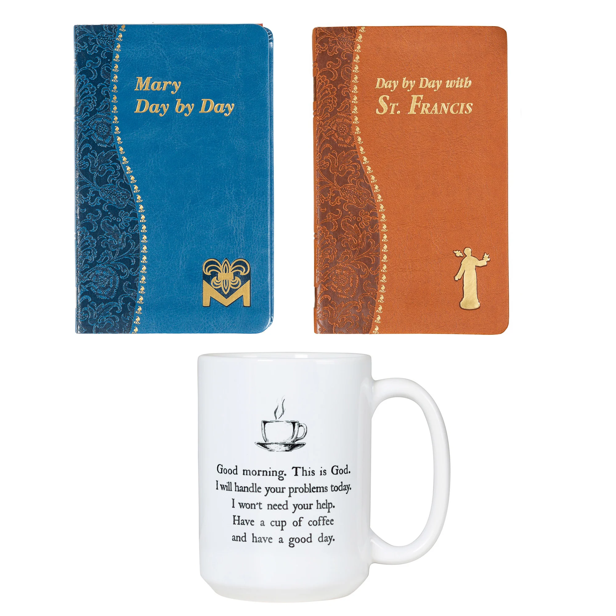 Mary Day by Day & St. Francis Book & GMFG Mug Gift Set - Image 2