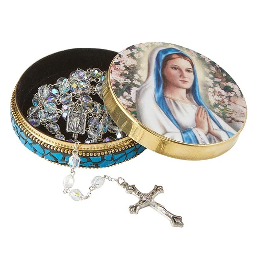 Mary in the Garden Mosaic Rosary Case