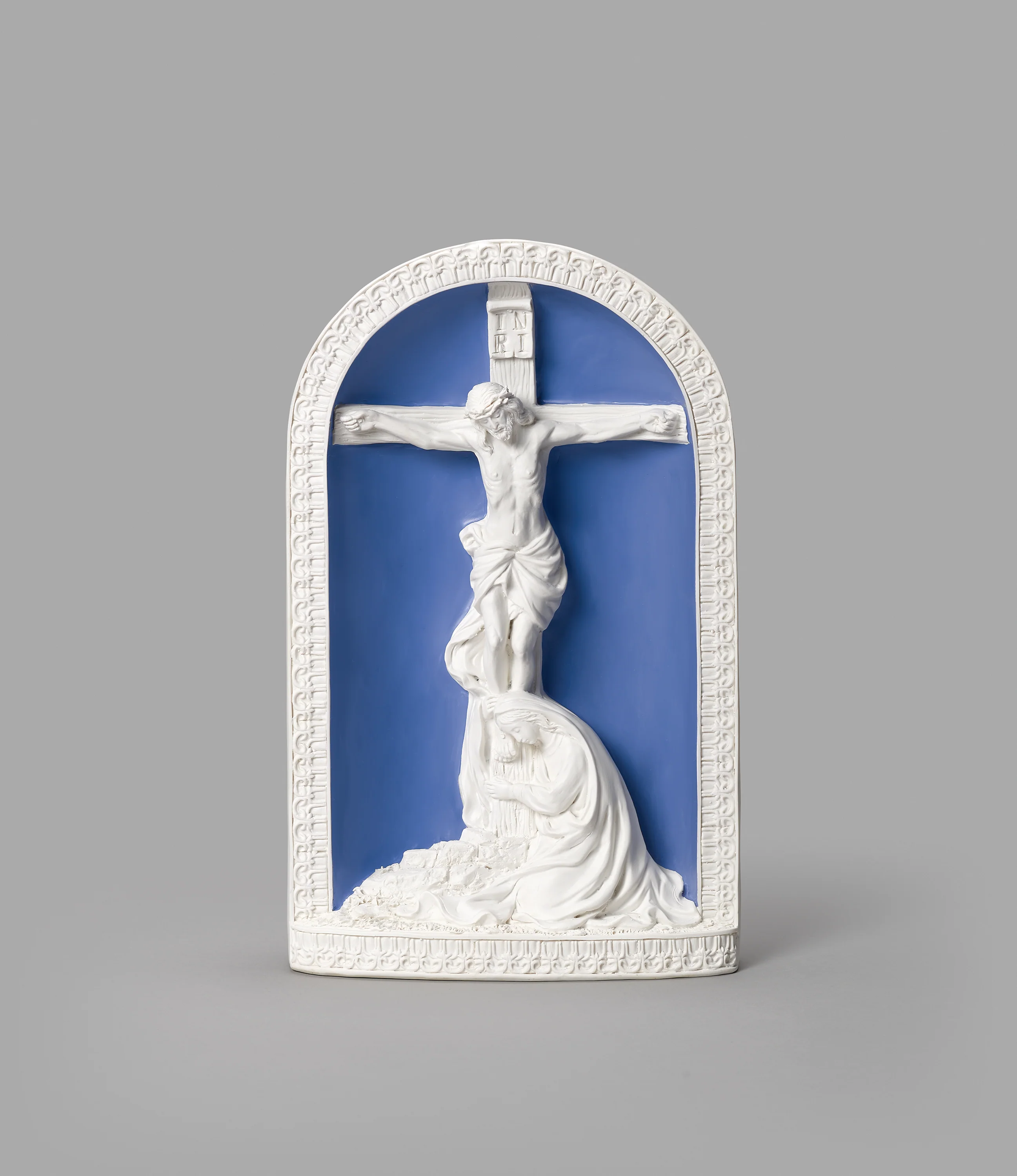 Mary & Jesus at the Crucifixion della Robbia Style Plaque - 12" - Image 2