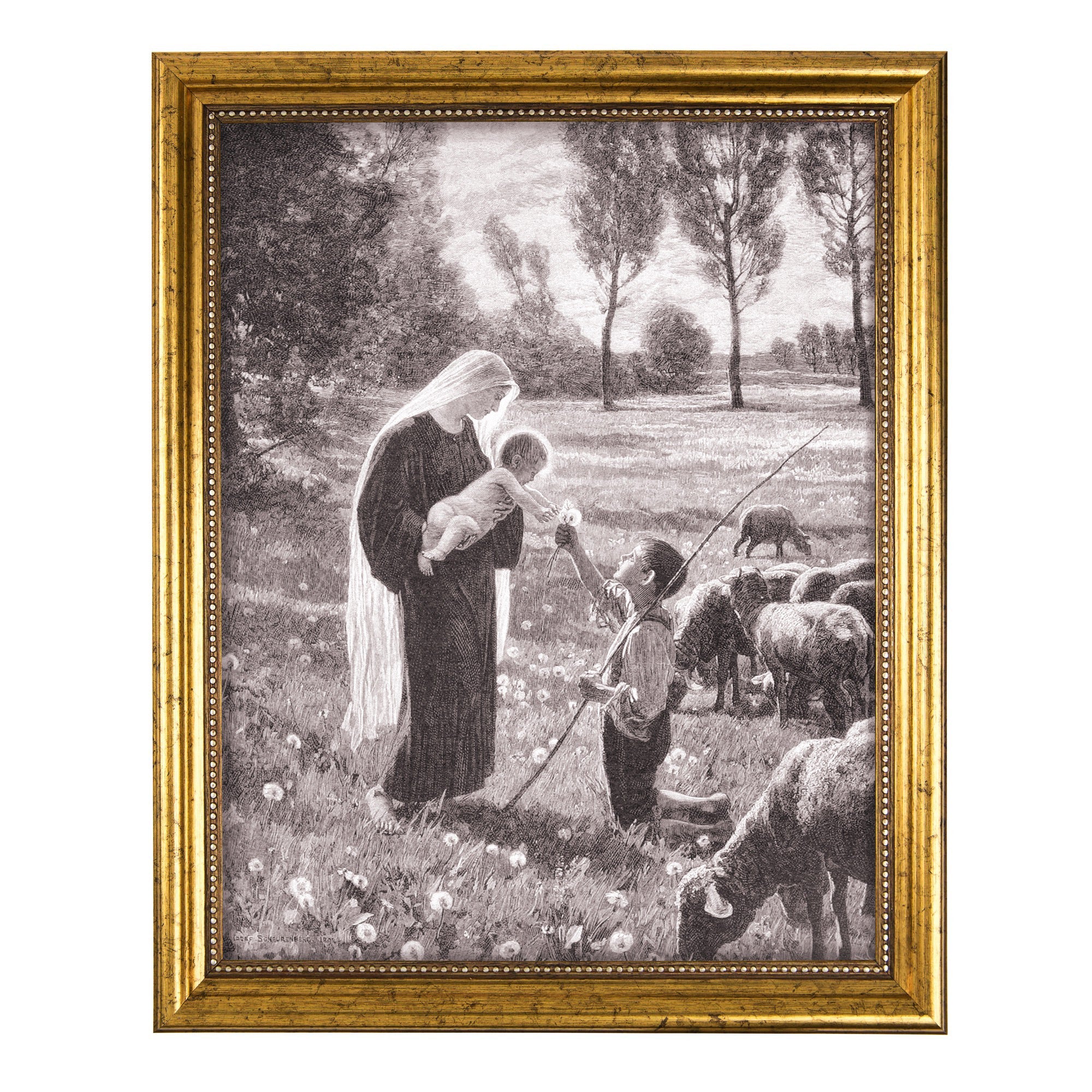 Mary Meets a Shepherd Antique Gold Framed Print - 8" x 10" - Image 2