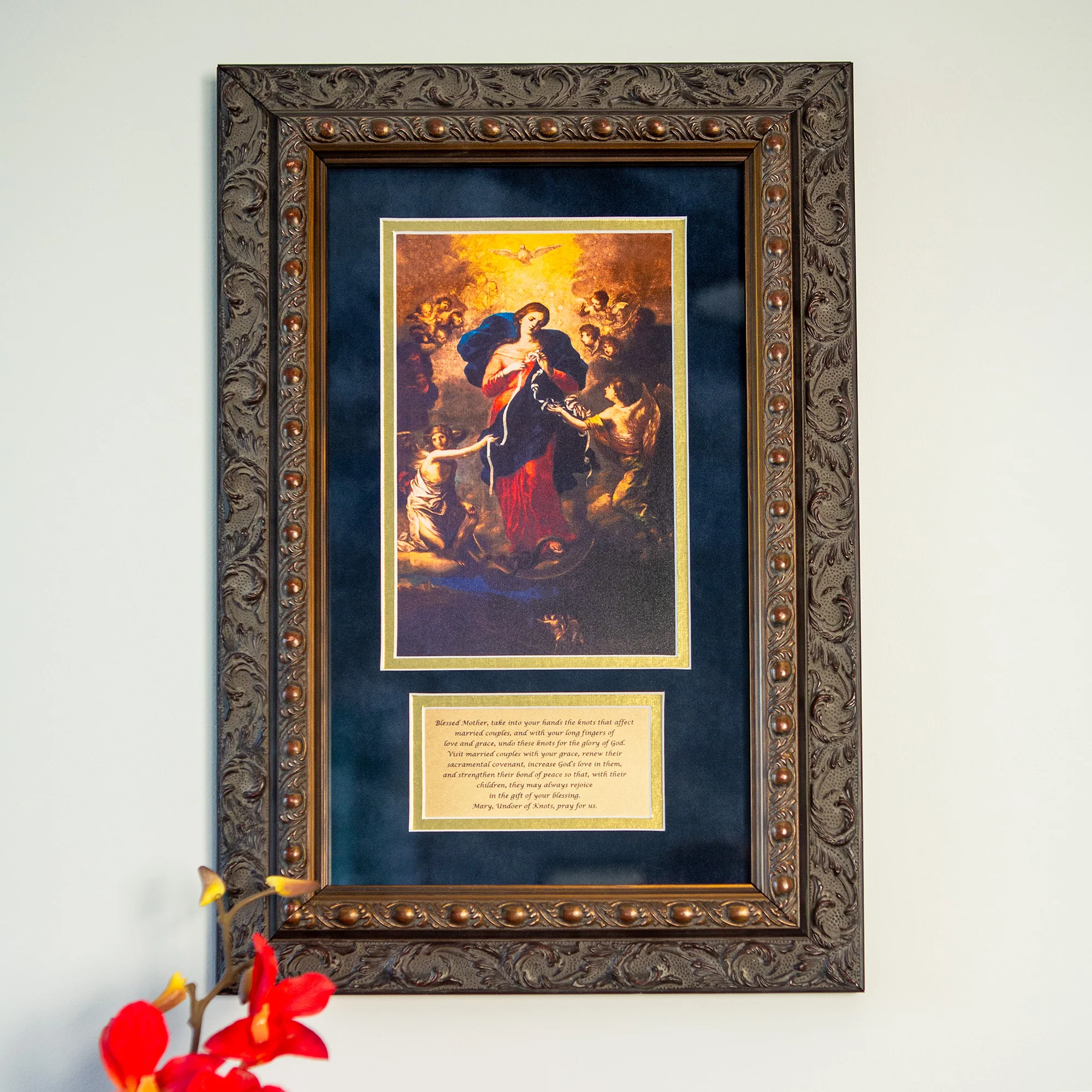 Mary Untier of Knots & Marriage Prayer in Dark Onate Frame