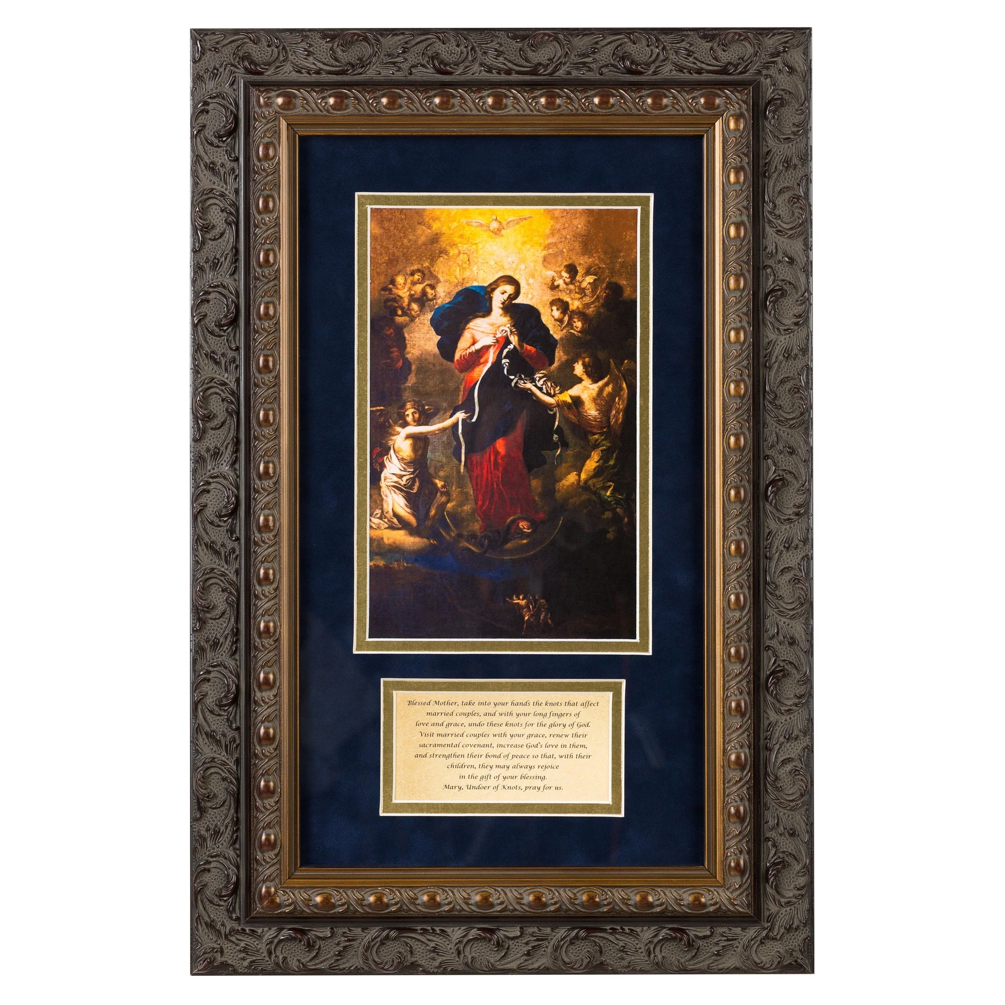 Mary Untier of Knots & Marriage Prayer in Dark Onate Frame - Image 2