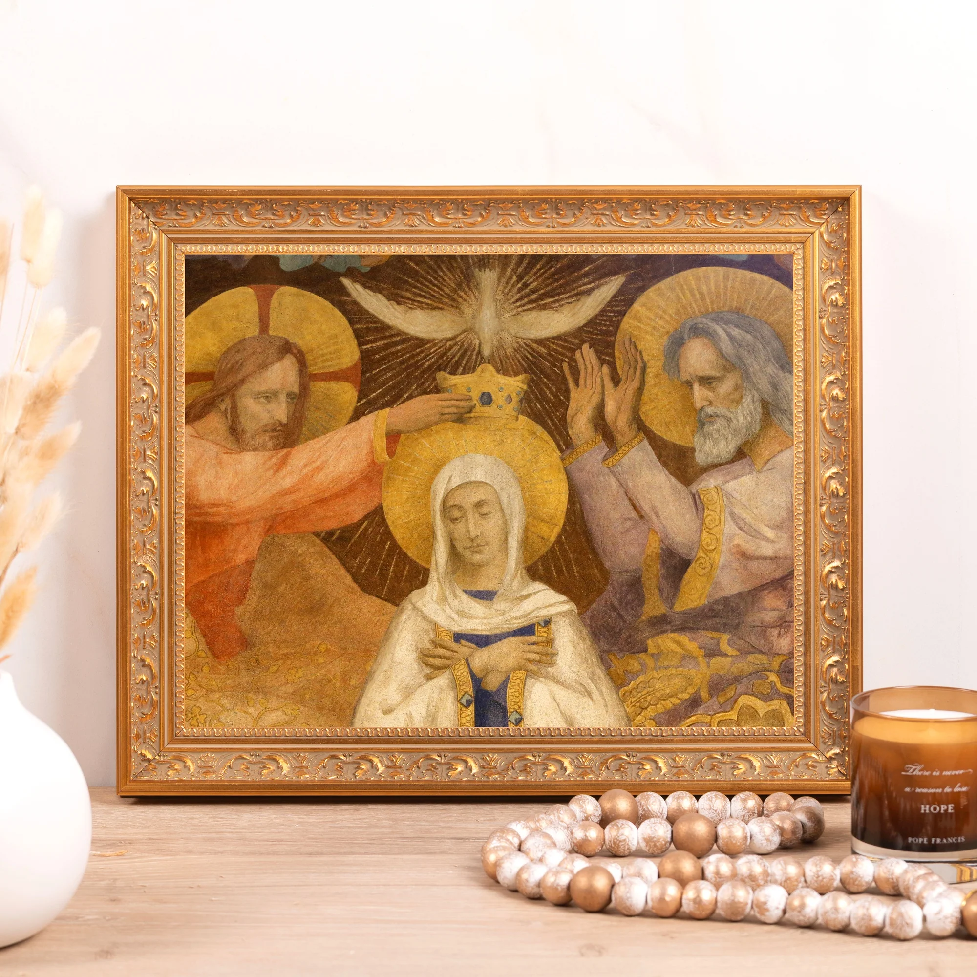 Mary's Coronation Fresco Framed Canvas - Sacred Classics Collection