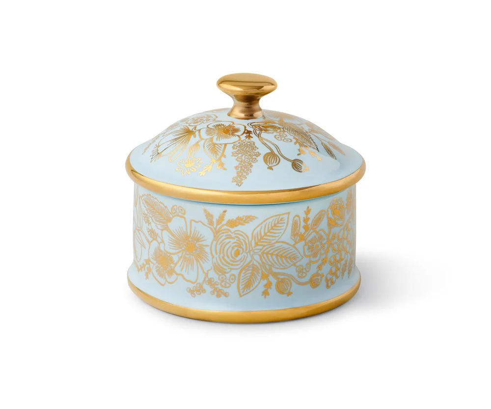 Mary's Garden Round Porcelain Lidded Rosary Box