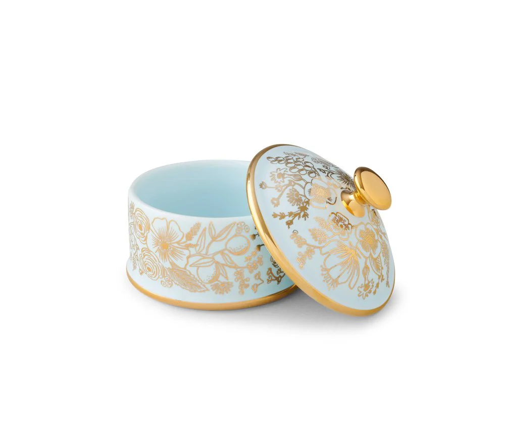 Mary's Garden Round Porcelain Lidded Rosary Box - Image 2