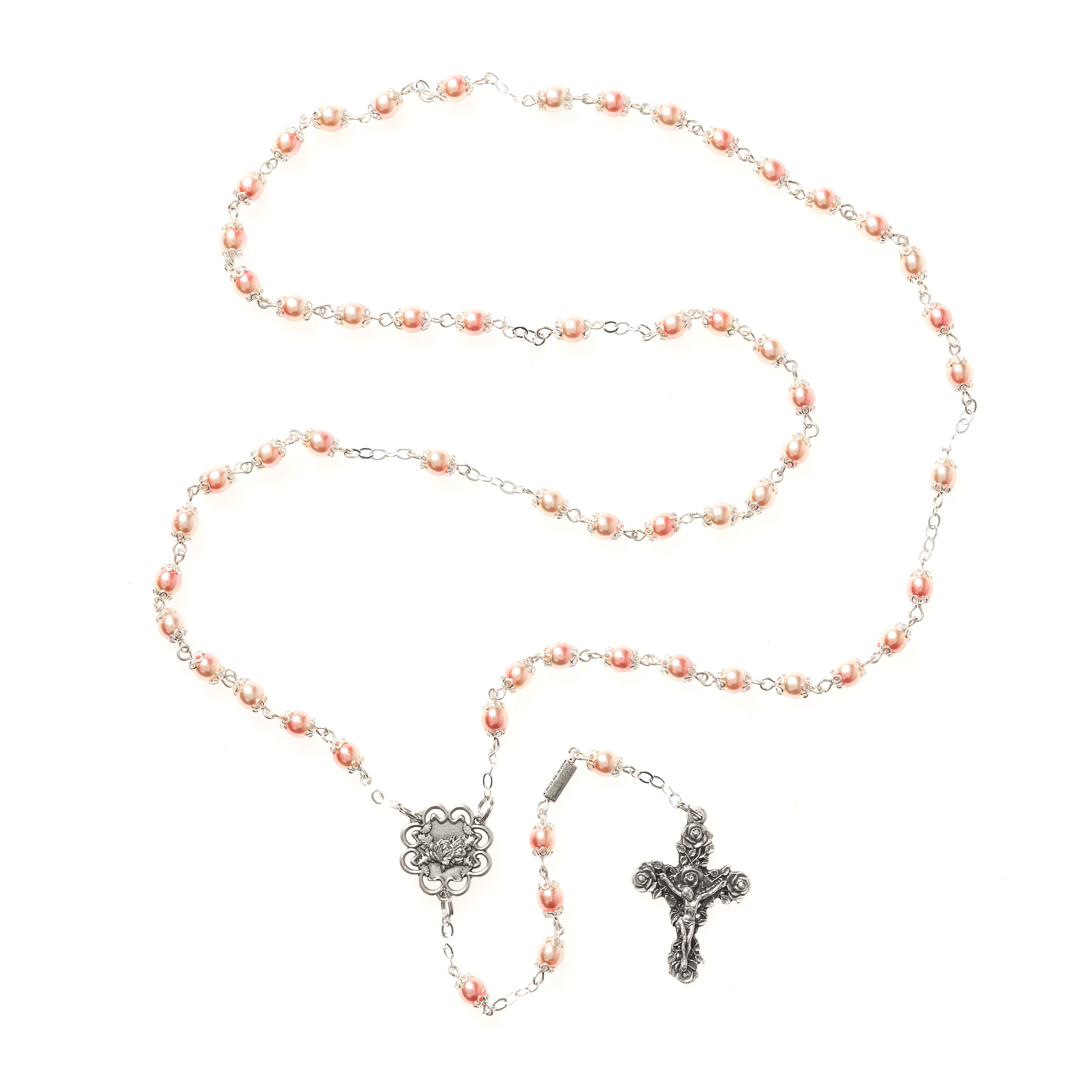 Mary's Motherly Love Blush Pearl Rosary