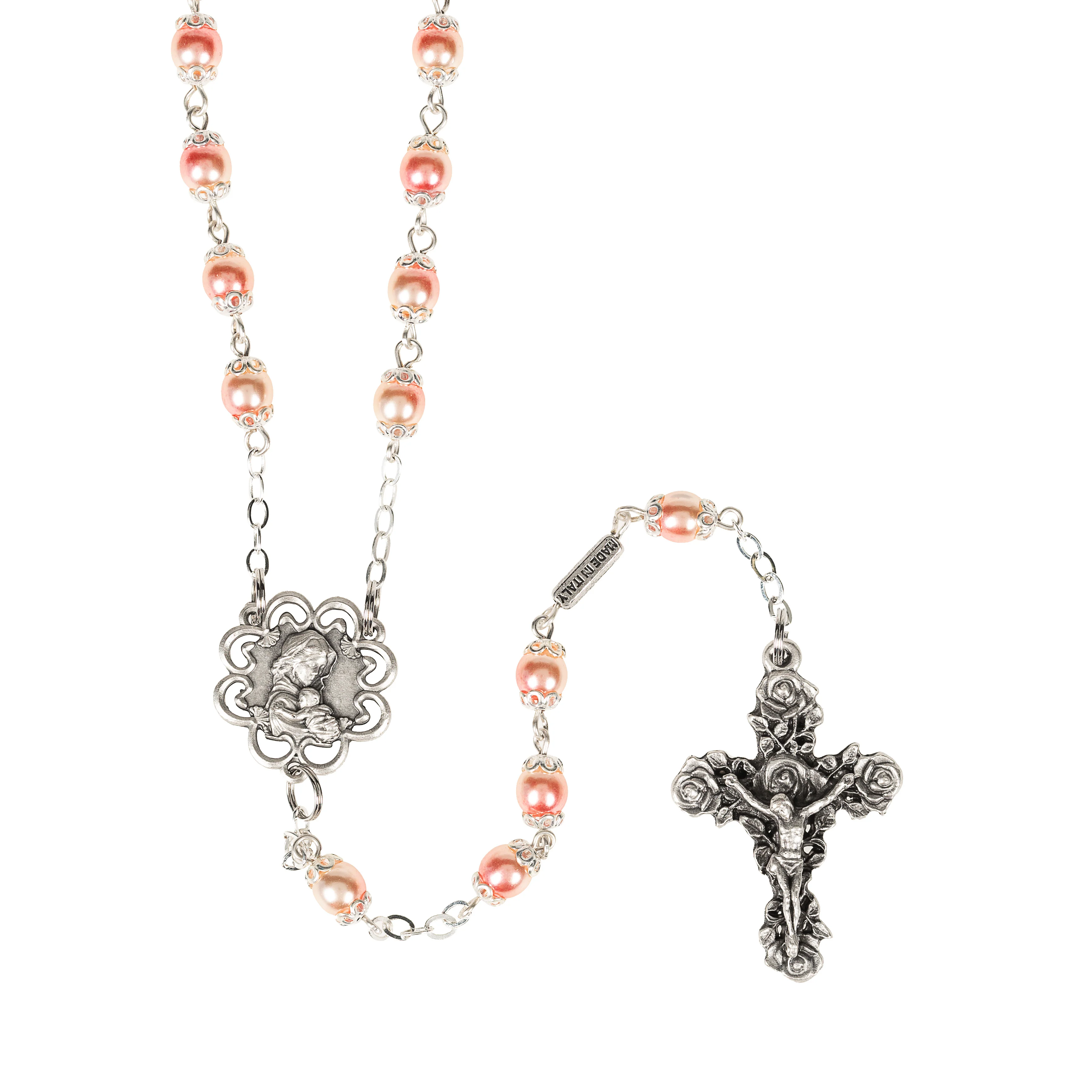 Mary's Motherly Love Blush Pearl Rosary - Image 3