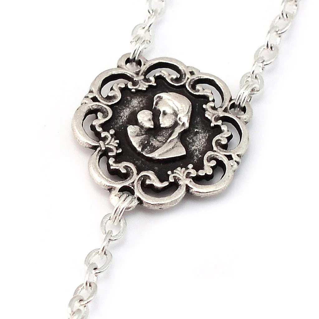 Mary's Motherly Love Blush Pearl Rosary - Image 5