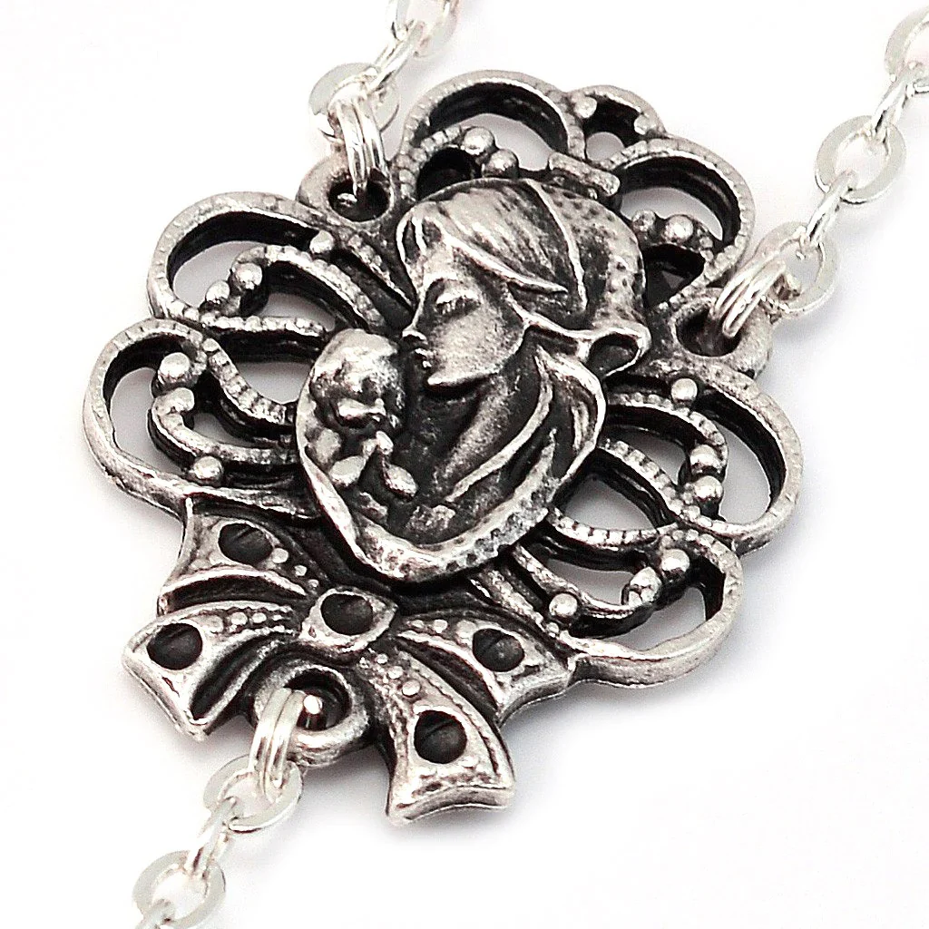 Mary's Motherly Love Turquoise & Silver Rosary - Image 2