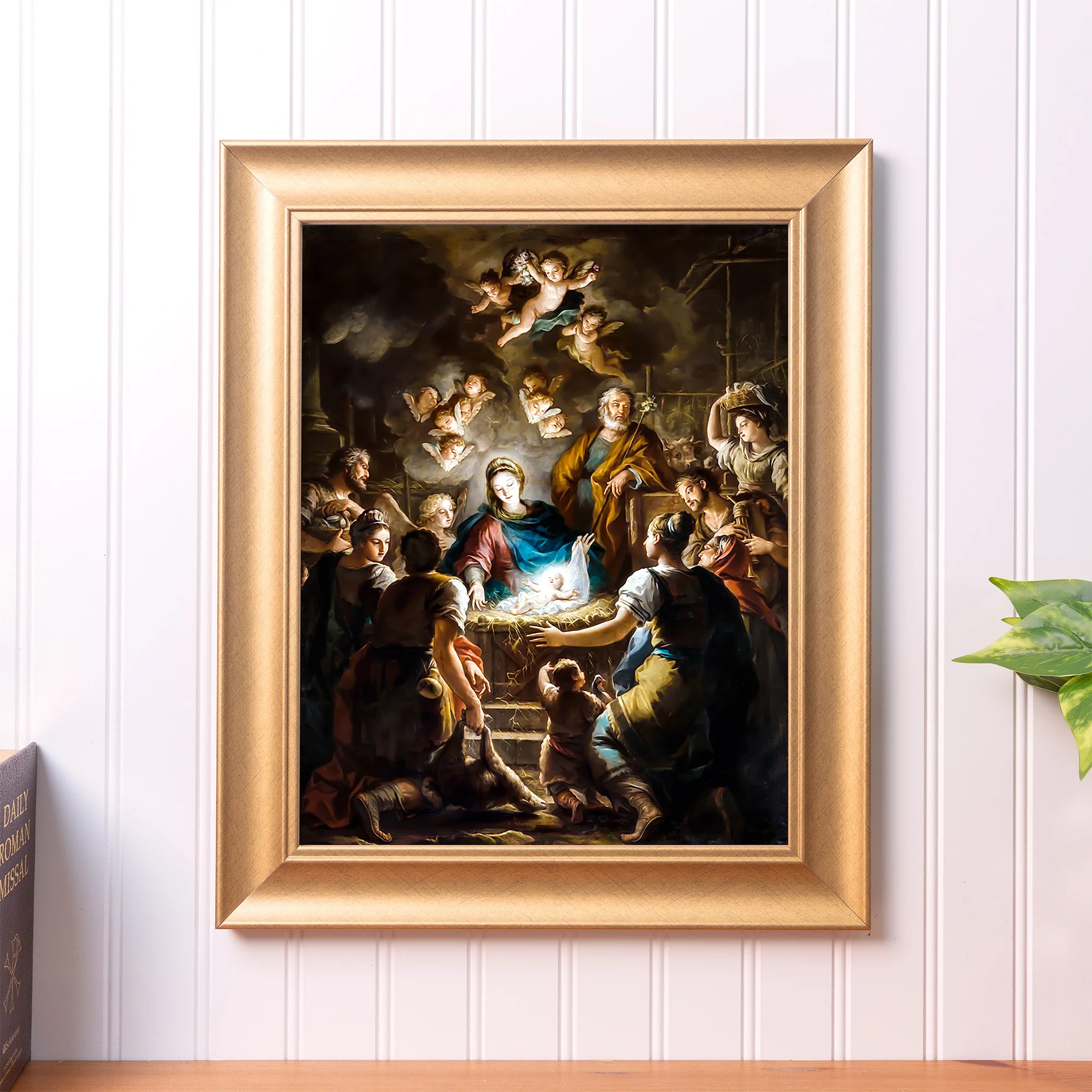 Matteis Adoration of the Shepherds Gold Framed Print - Multiple Sizes - Image 3