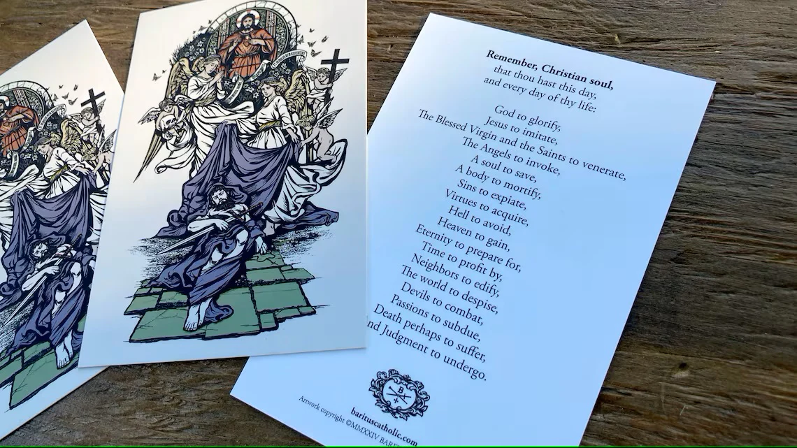 Memento Mori Remember Christian Soul Prayer Card - Image 2