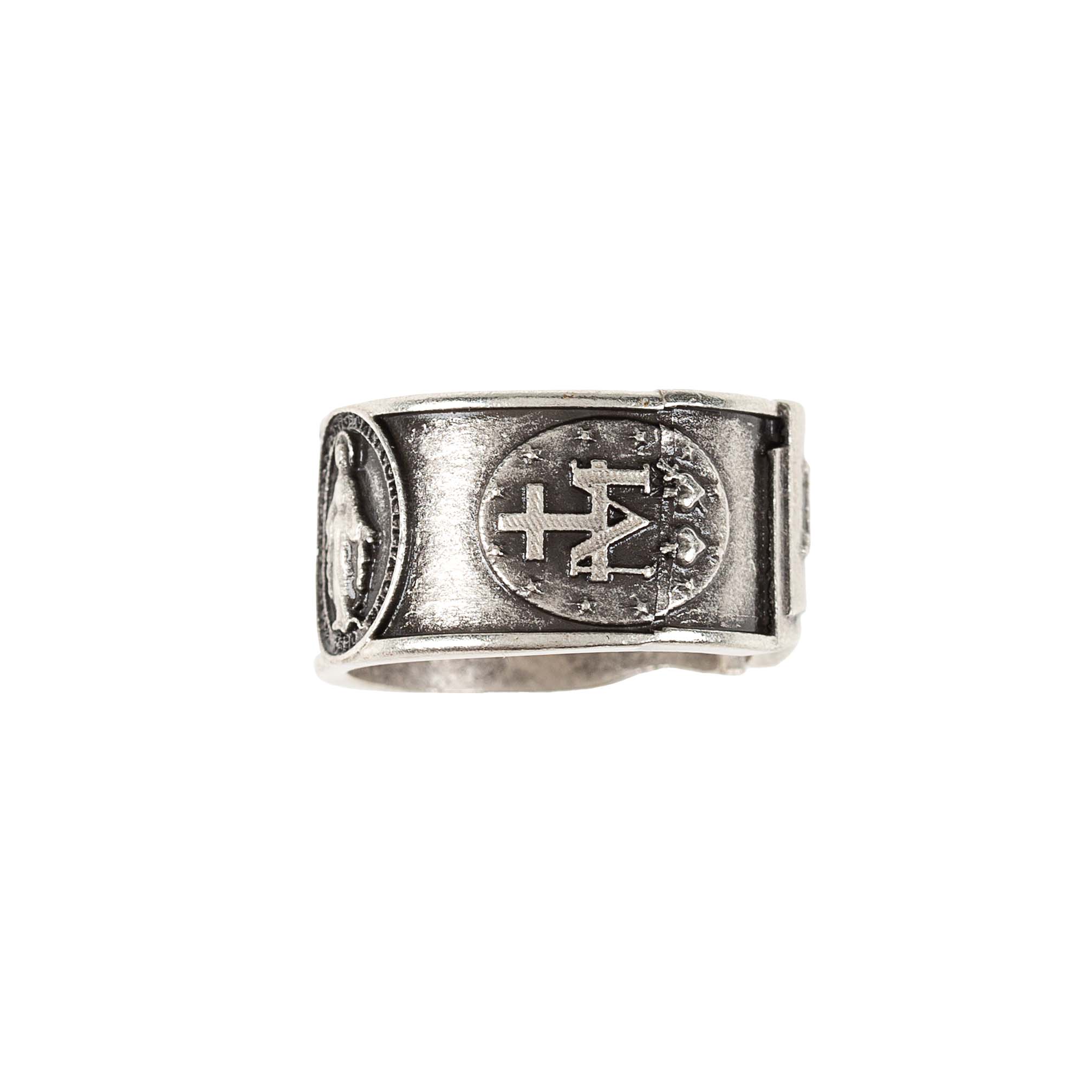 Men's Stamped Miraculous Medal Ring - Image 2