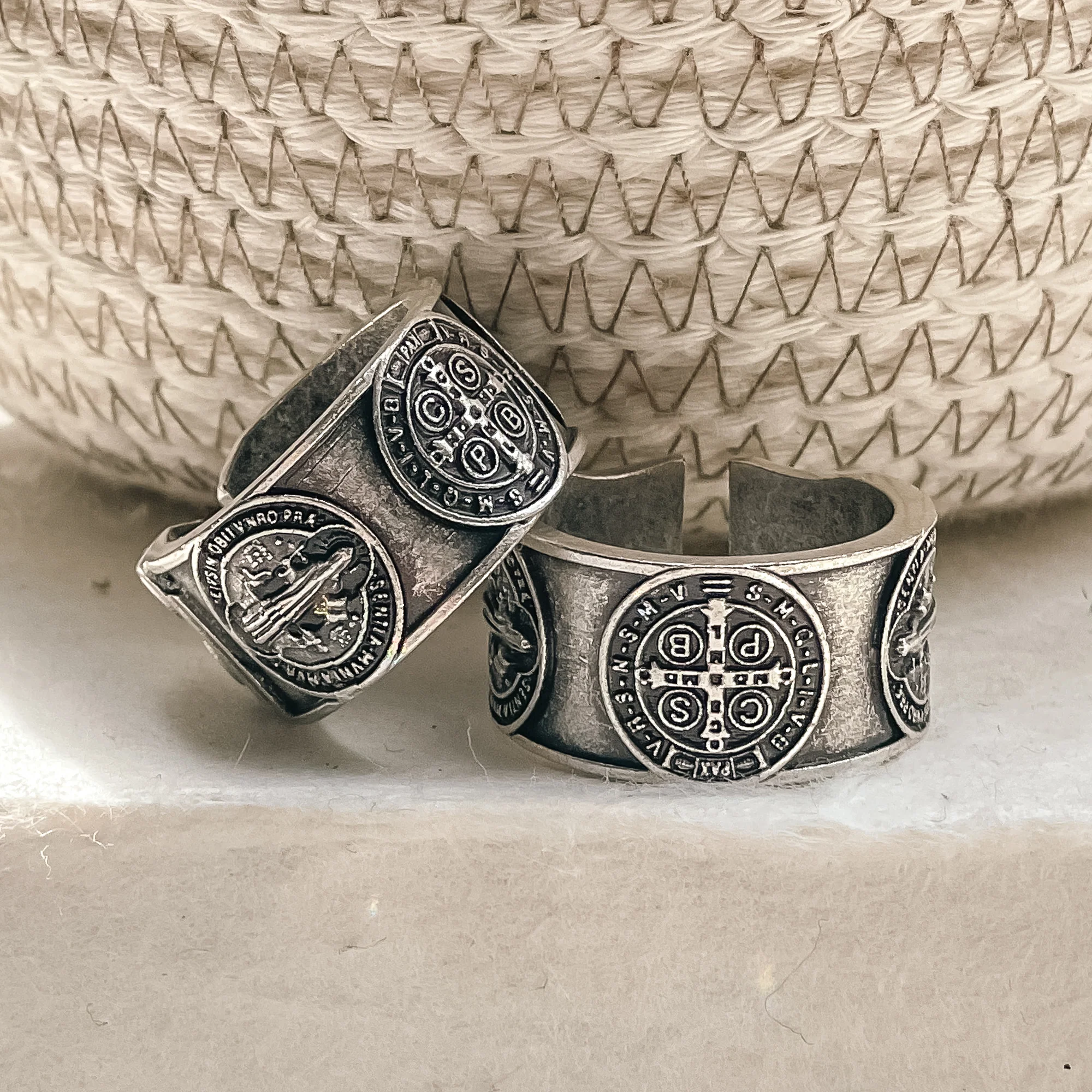 Men's Stamped St. Benedict Medal Ring