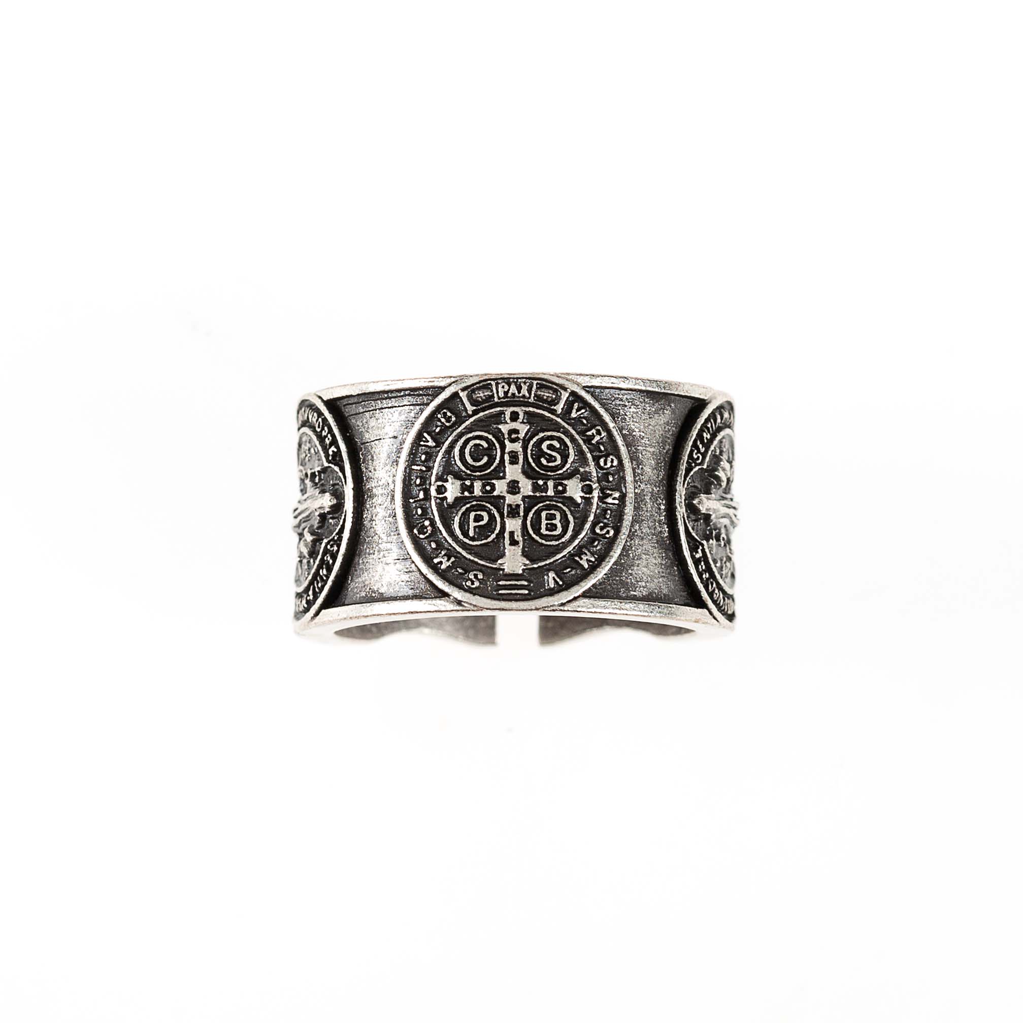 Men's Stamped St. Benedict Medal Ring - Image 2
