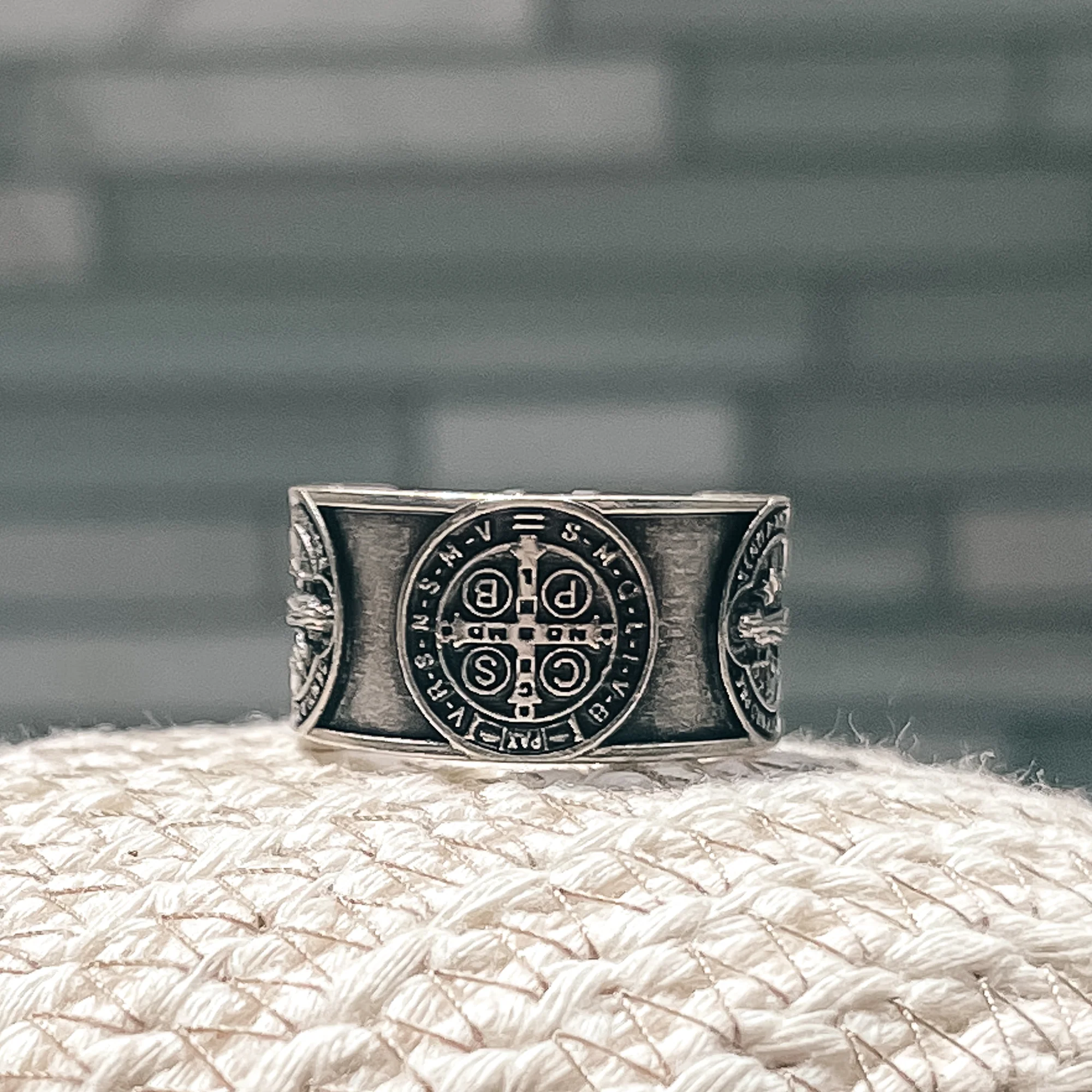 Men's Stamped St. Benedict Medal Ring - Image 6