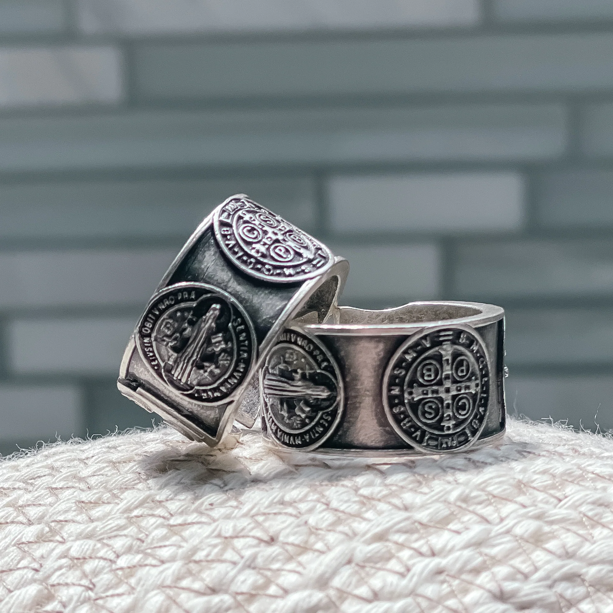 Men's Stamped St. Benedict Medal Ring - Image 8