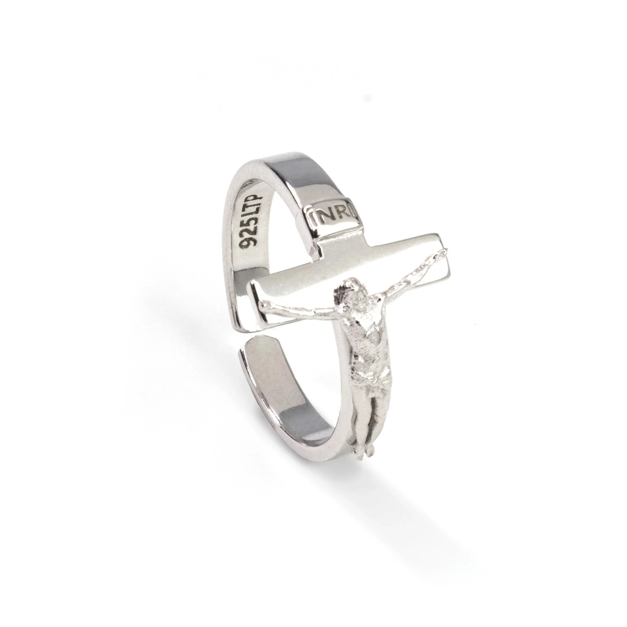 Men's & Women's Sterling Silver Crucifix INRI Ring - Sizes 5-8
