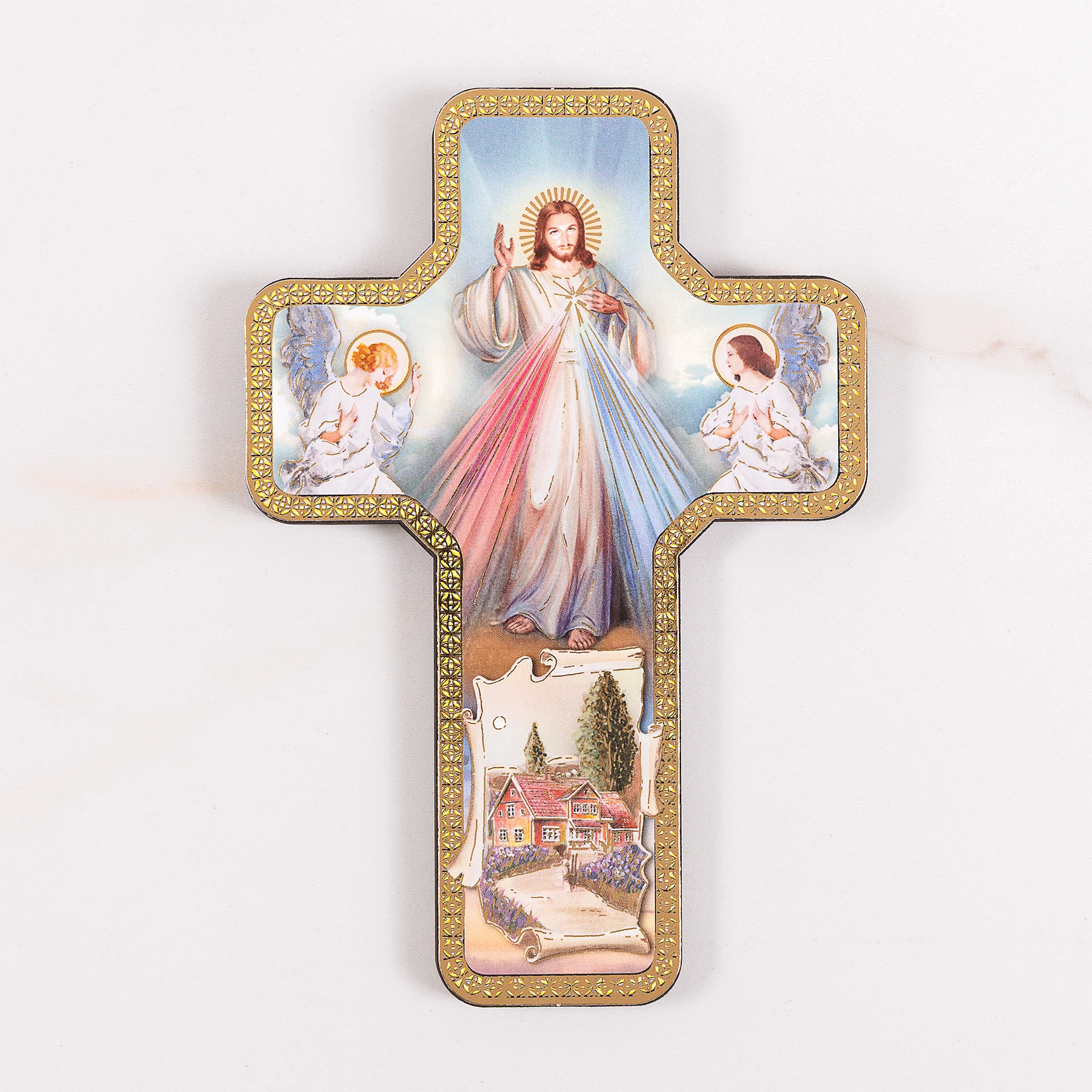 Merciful Jesus Home Blessing Wall Cross - 7"