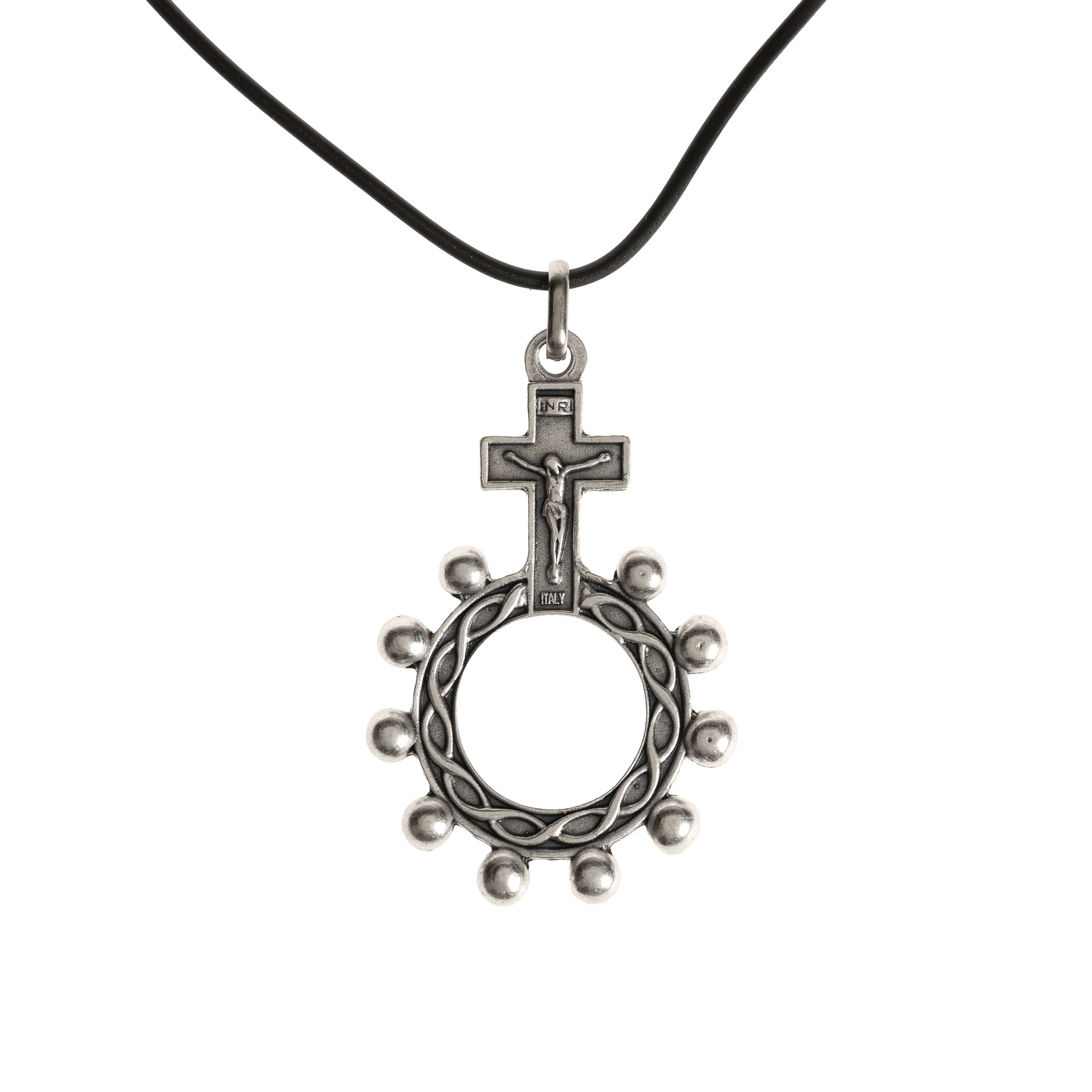 Metal Rosary Ring Necklace