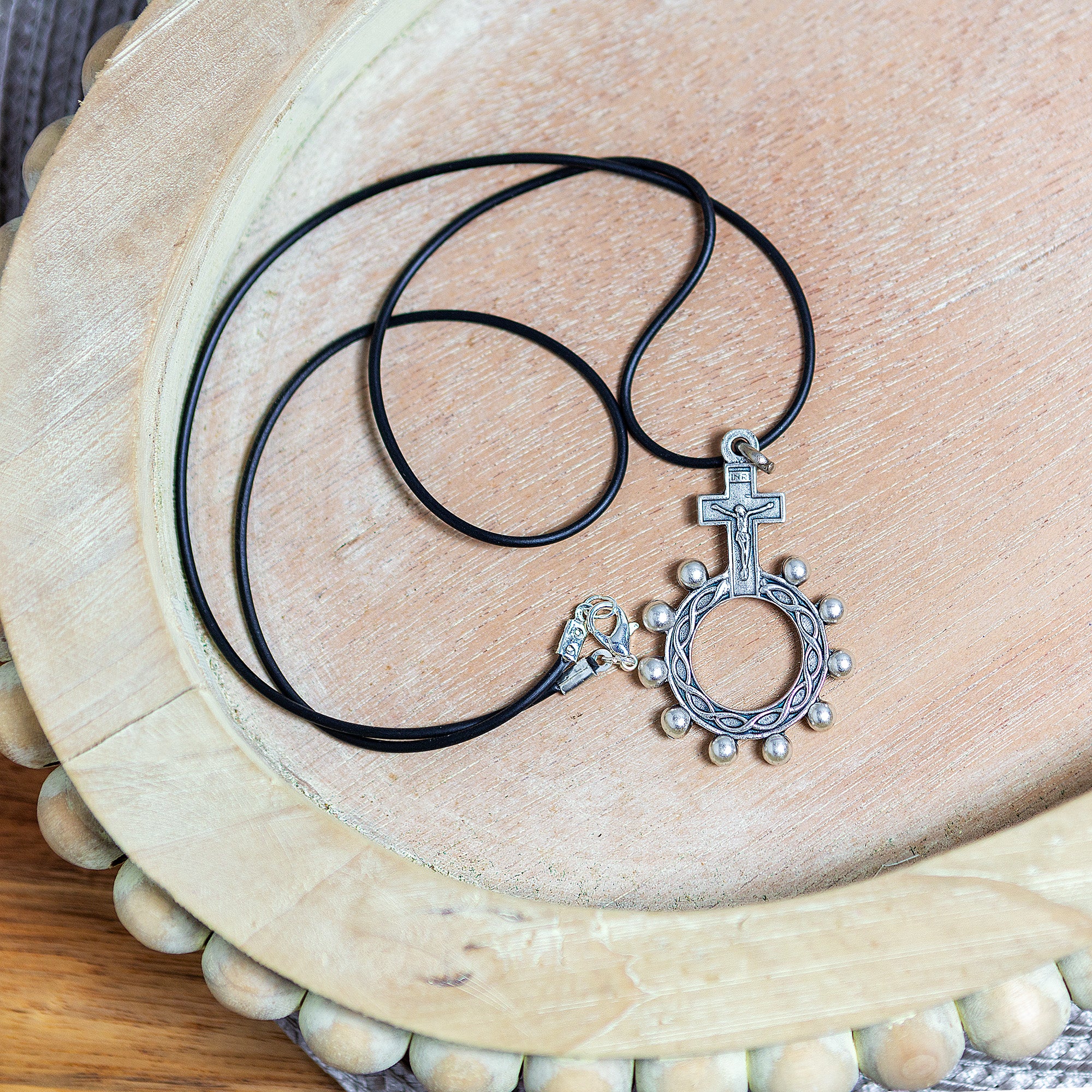 Metal Rosary Ring Necklace - Image 2