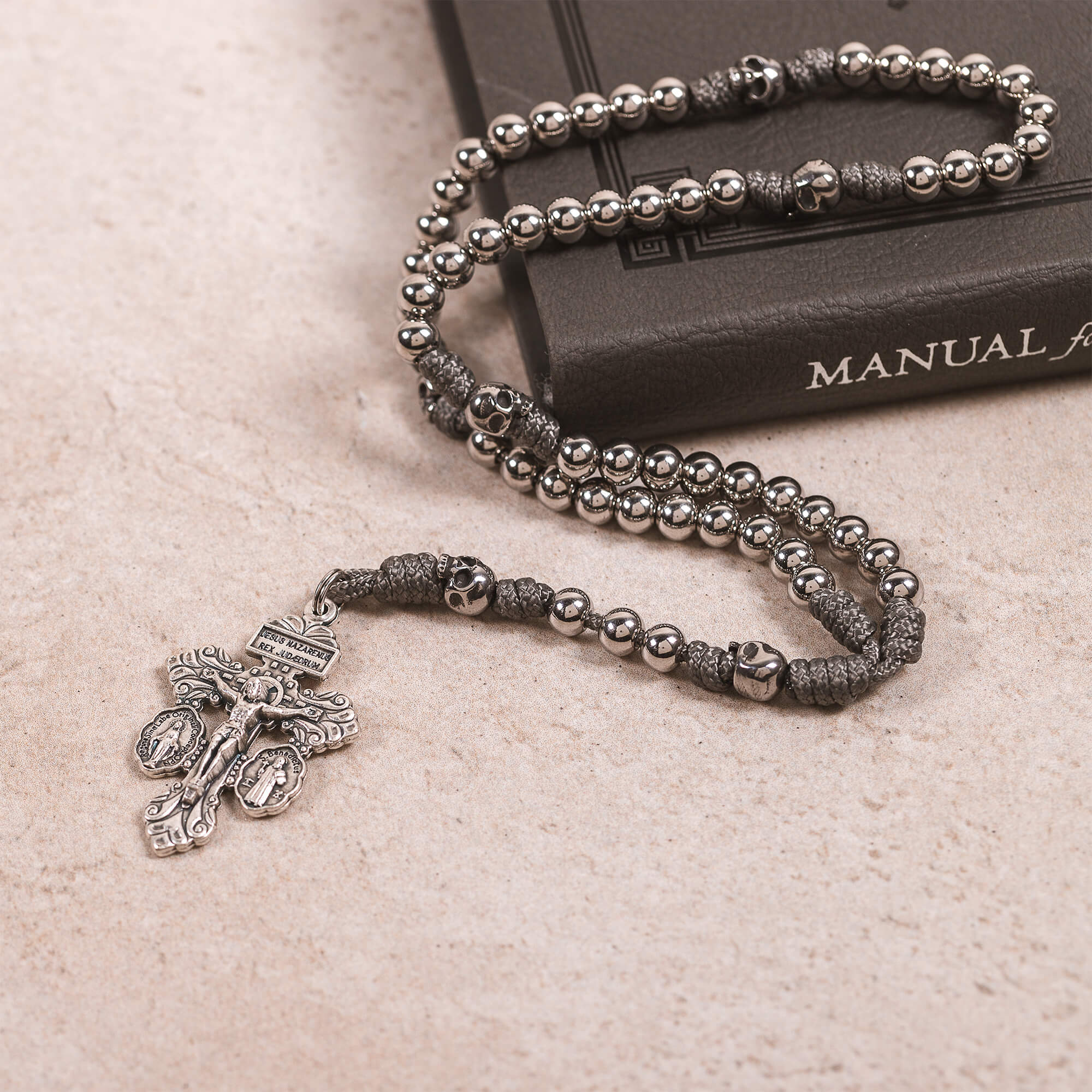 Mini Memento Mori Pardon Crucifix Paracord Rosary - Image 9