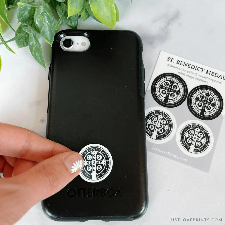 Mini St. Benedict Medal Sticker Sheet - Pastel or Black - Image 3