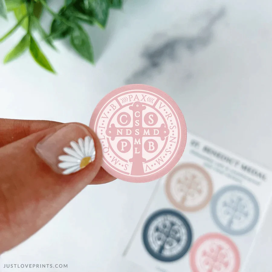 Mini St. Benedict Medal Sticker Sheet - Pastel or Black - Image 7