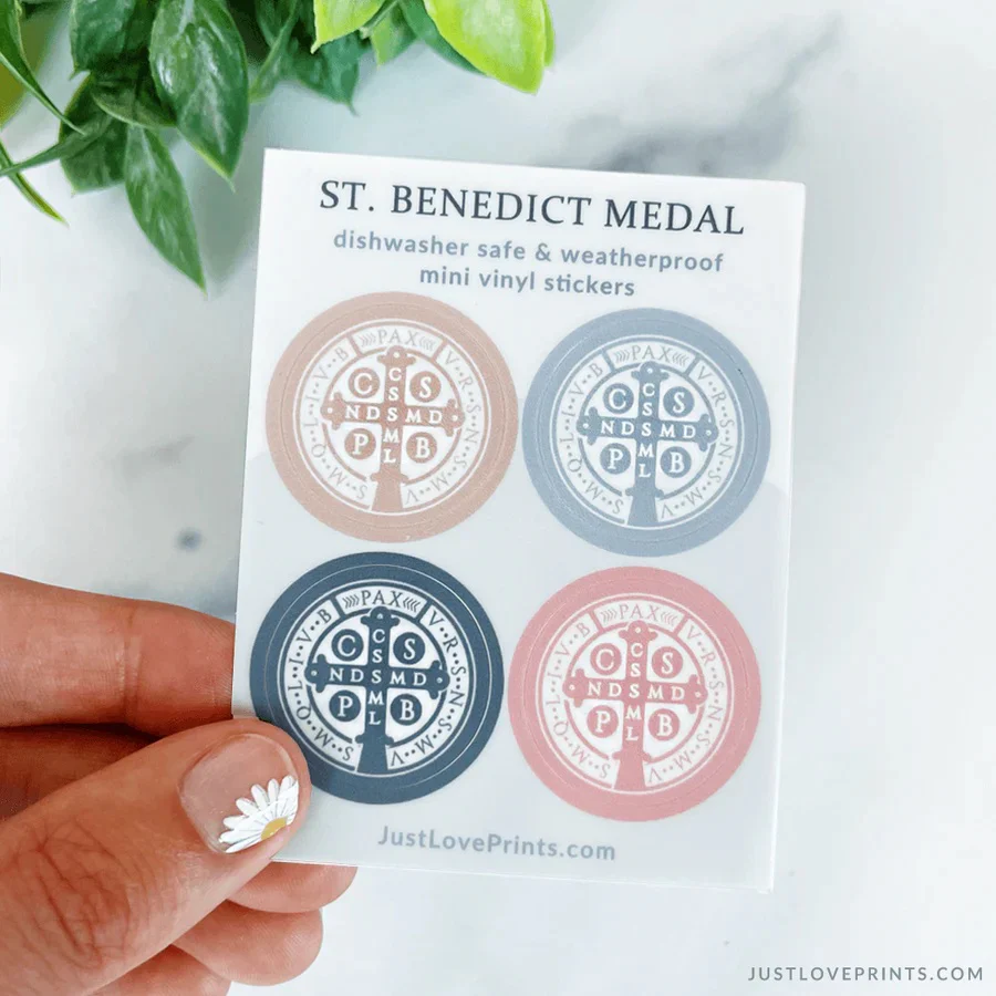 Mini St. Benedict Medal Sticker Sheet - Pastel or Black - Image 8