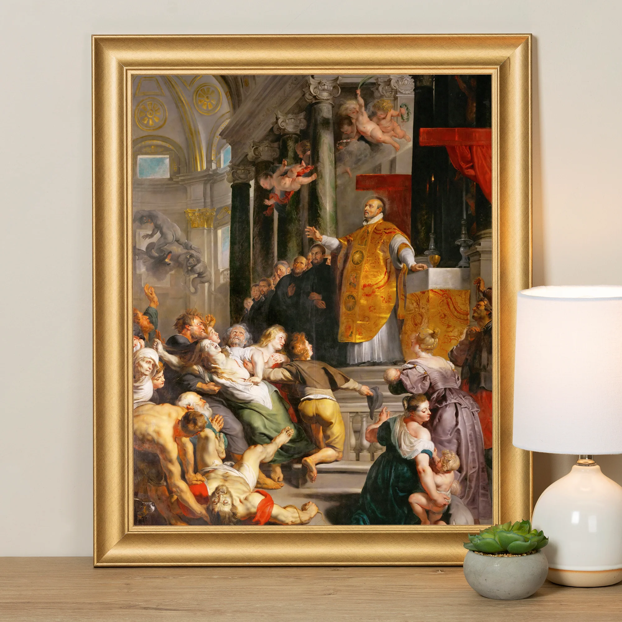 Miracle of St. Ignatius Antique Gold Framed Print - Multiple Sizes - Image 5