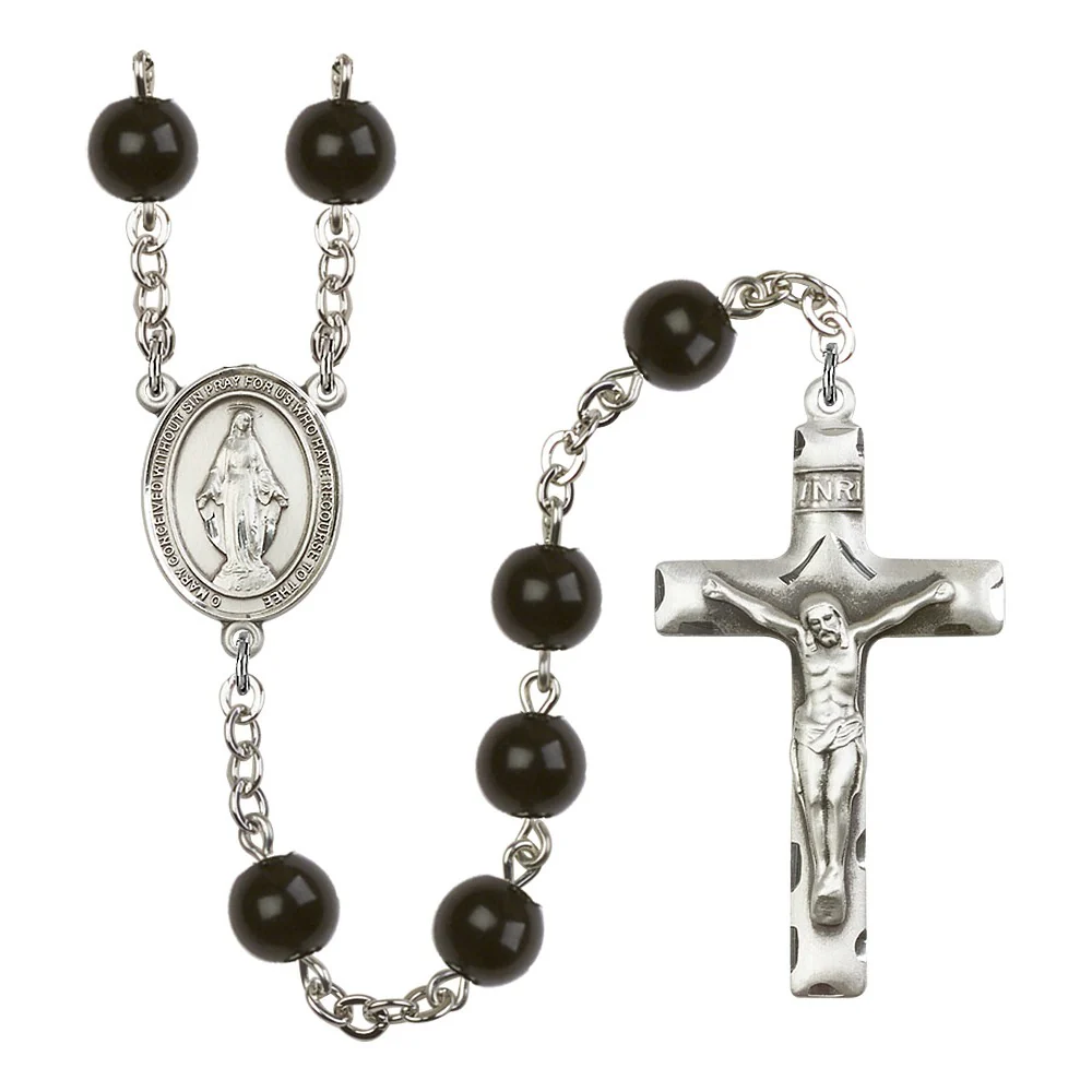 Miraculous 7mm Black Onyx Rosary