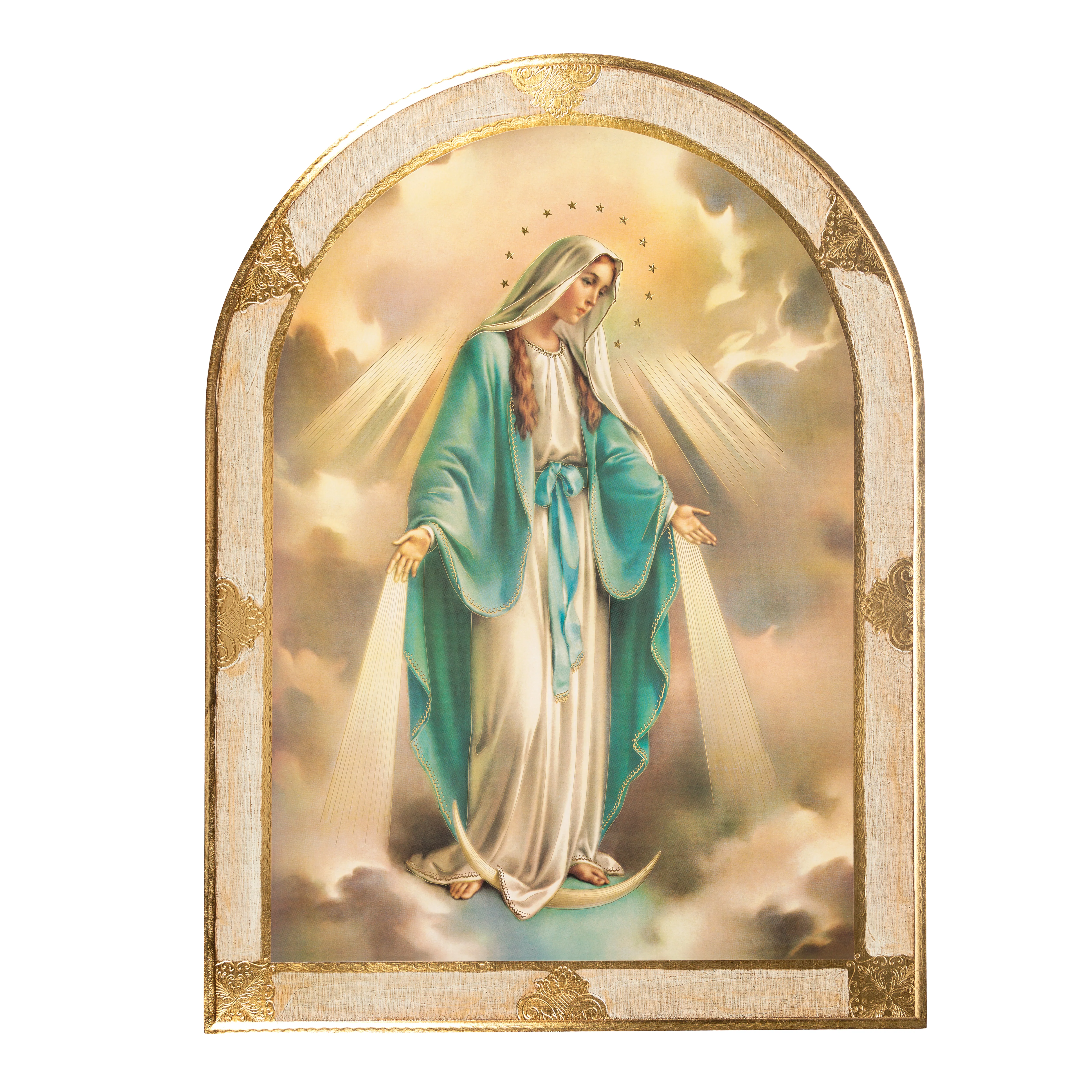 Miraculous Mary Arched Florentine Plaque - Image 2