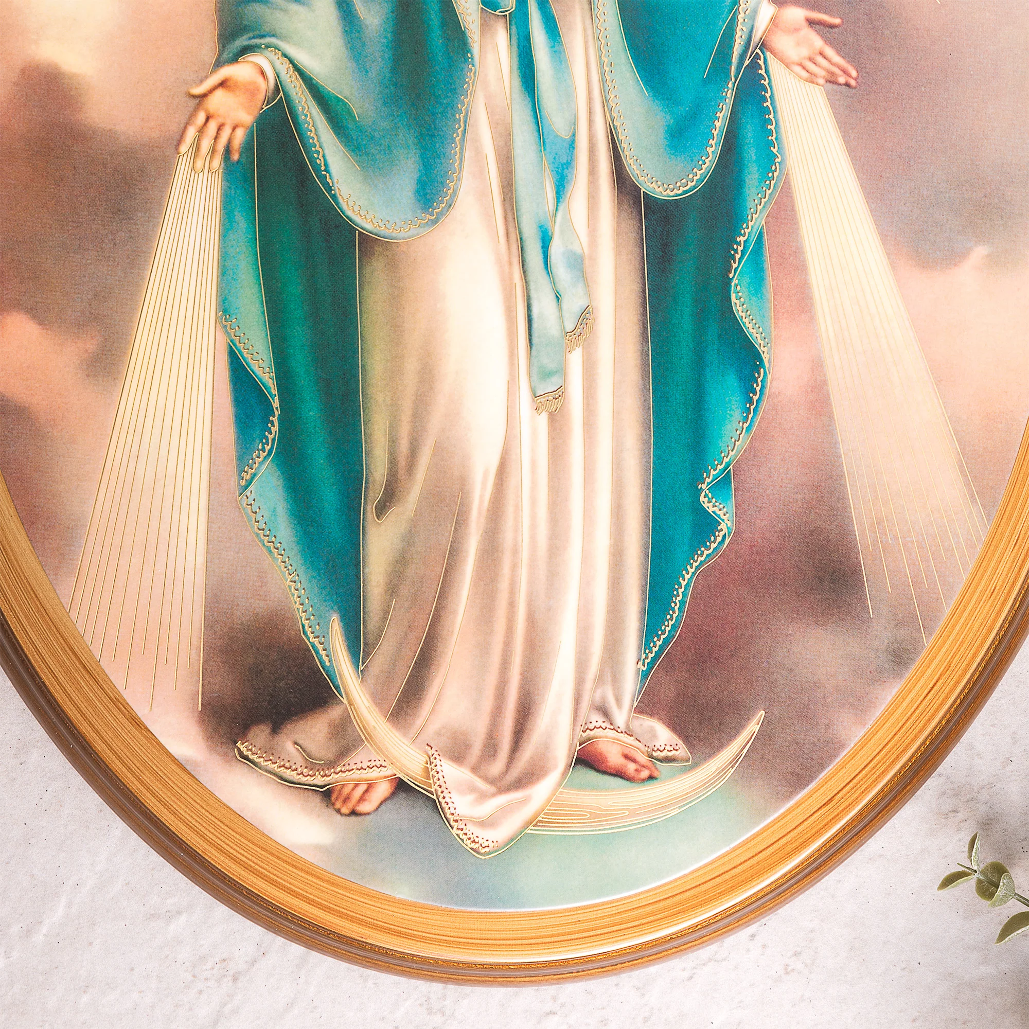 Miraculous Mary Oval Plaque - 17" x 12.6" - Image 3