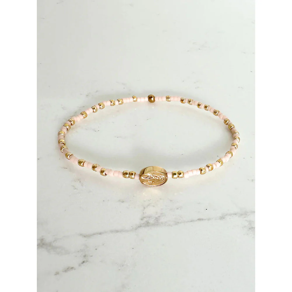 Marian Medal Beaded Stretch Bracelet - Multiple Colors - Image 4