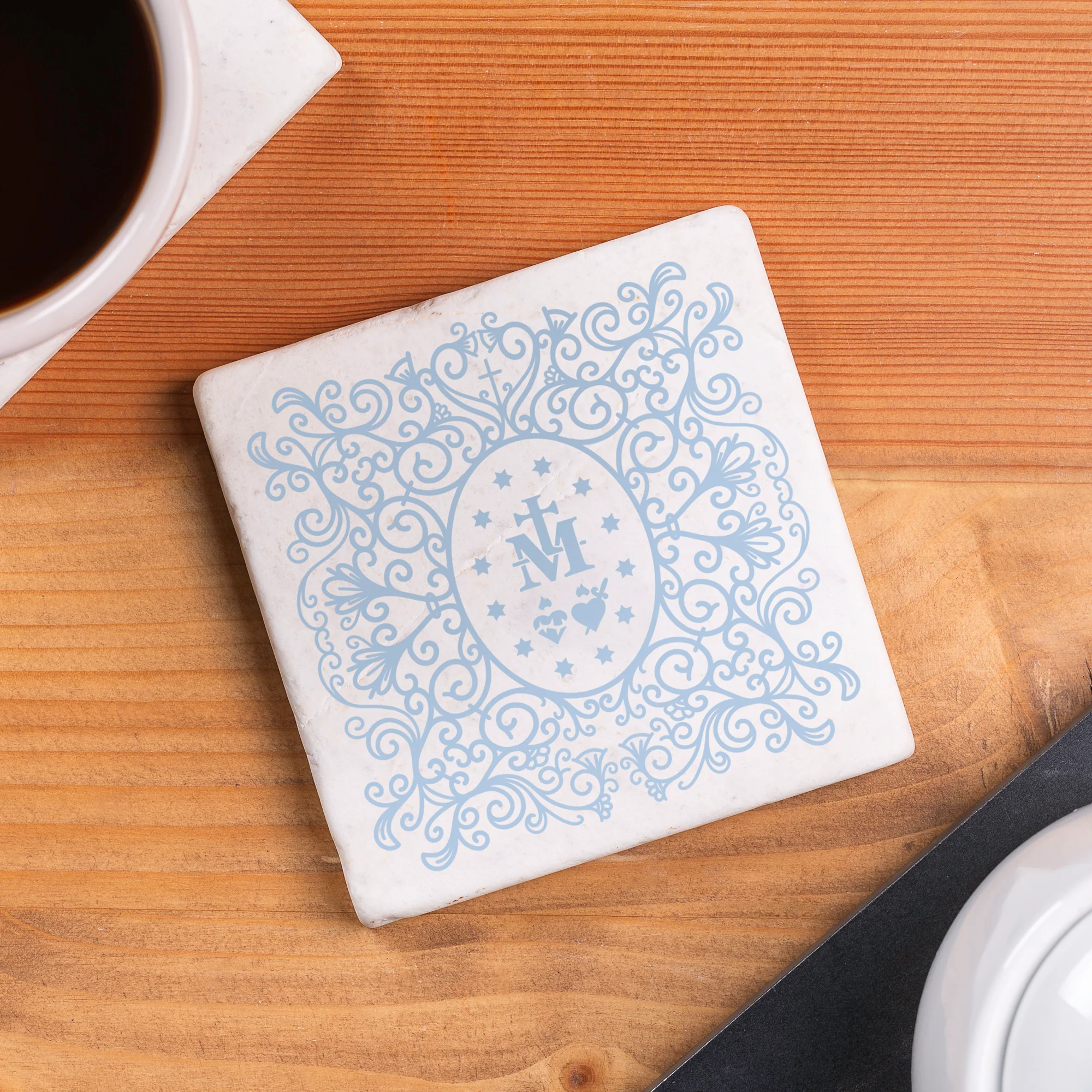 Miraculous Medal Filigree Stone Coaster - Image 3