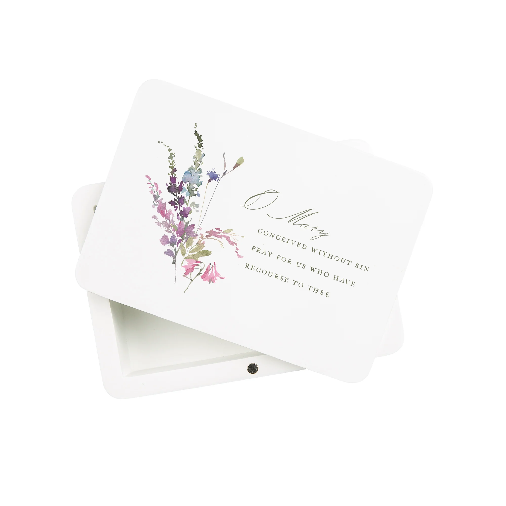 Miraculous Medal Floral Rosary Keepsake Box - Image 6