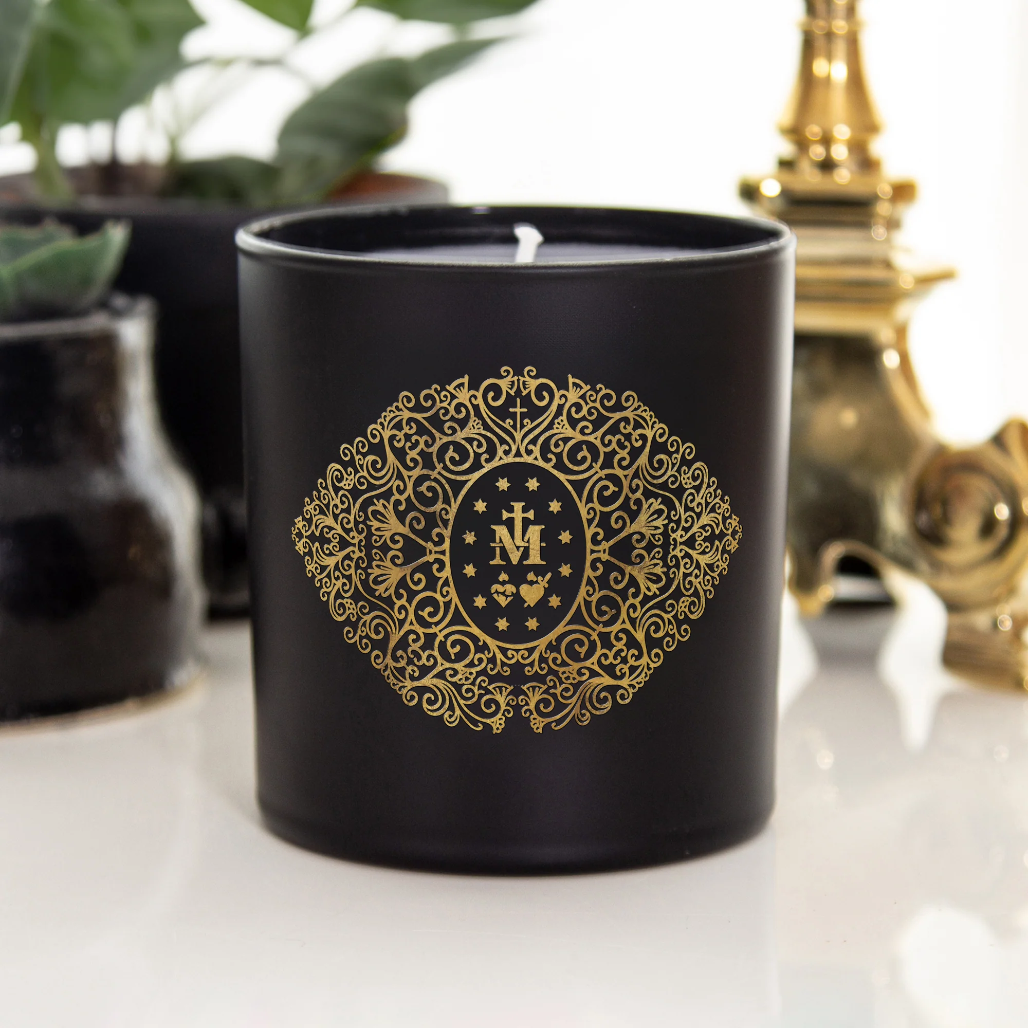 Miraculous Medal Gold Filigree Candle - Image 3