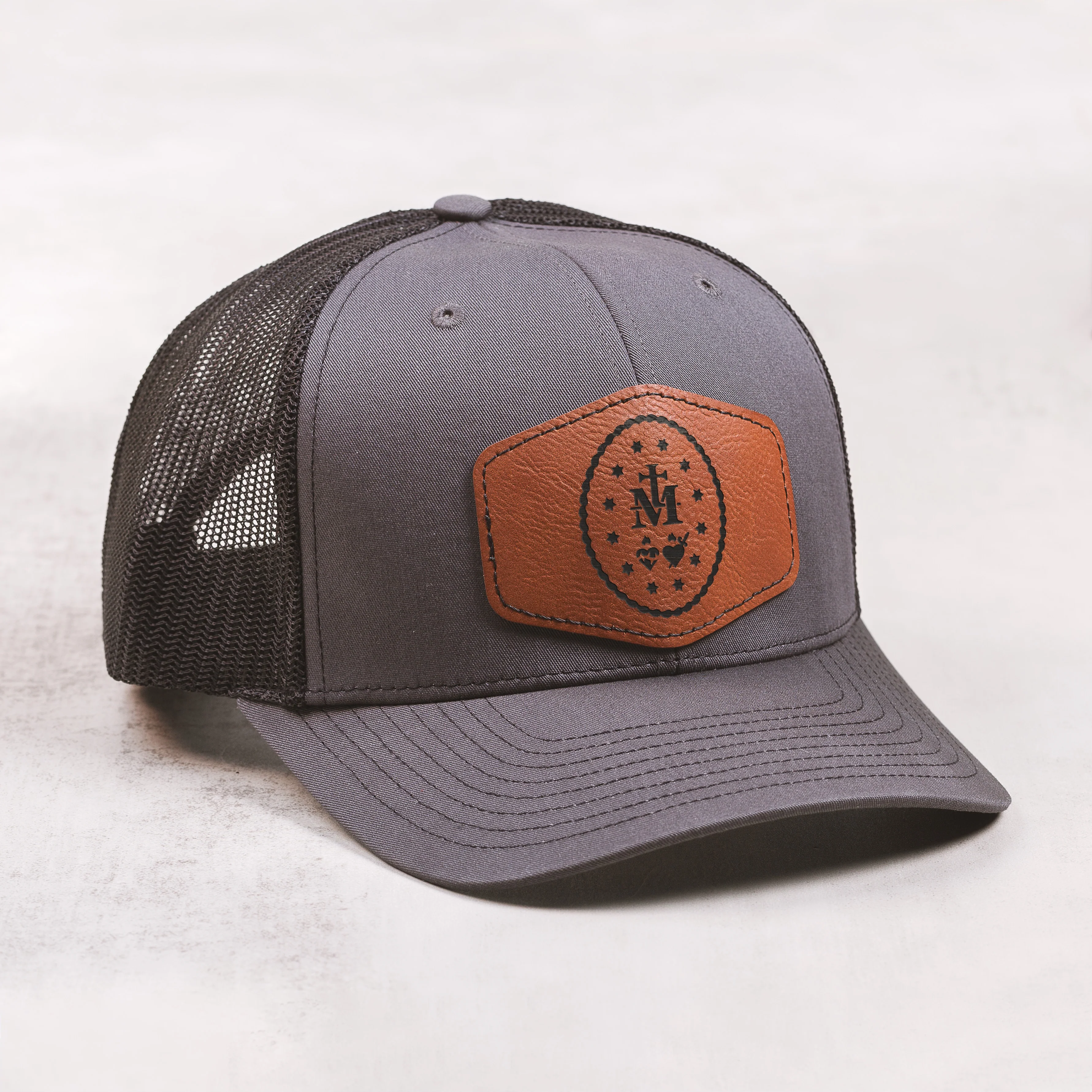 Miraculous Medal Leather Patch Ball Cap